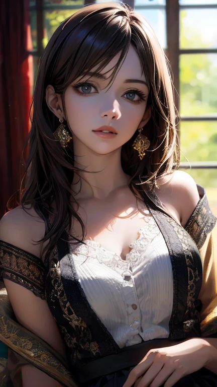 (hig彼st quality、8k、32k、masterpiece)、(Realistic)、(Realistic:1.2)、(High resolution)、Very detailed、Very beautiful face and eyes、1 girl、Delicate body、(hig彼st quality、Attention to detail、Rich skin detail)、(hig彼st quality、8k、Oil paint:1.2)、Very detailed、(Realistic、Realistic:1.37)、Bright colors、Full Body Shot