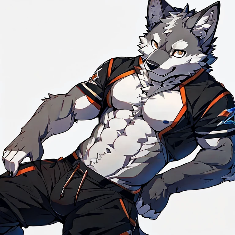 man,Gray wolf,Modern Background,Tight Fit,Double Ding,In white 𧙕,Half naked