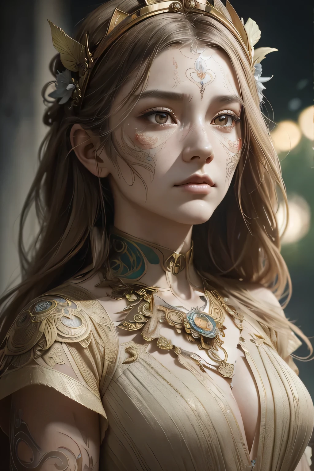 portrait of the most beautiful form of chaos, elegant, a brutalist designed, vivid colours, romanticism, by james jean, roby dwi antono, ross tran, francis bacon, michal mraz, adrian ghenie, petra cortright, gerhard richter, takato yamamoto, ashley wood, atmospheric, trending on artstation. 8 k masterpiece. (alphonse mucha style:1.2), 3d render, cgi, symetrical, octane render, 35mm, bokeh, 9:16, (intricate details:1.12), hdr, (intricate details, hyperdetailed:1.15), (natural skin texture, hyperrealism, soft light, sharp:1.5)