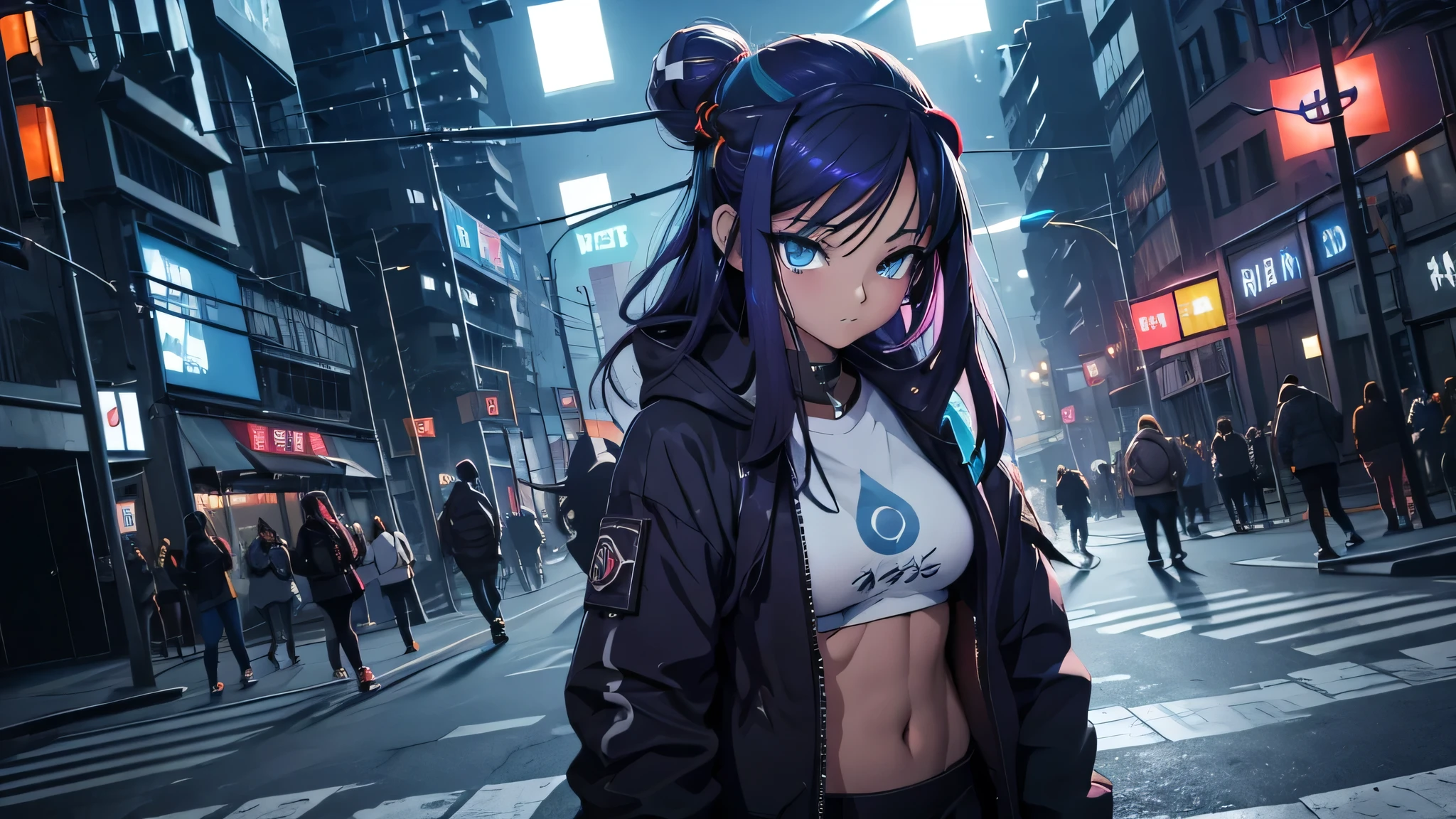 Chicas anime posando en una ciudad por la noche., oppai ciberpunk, anime ciberpunk art, anime ciberpunk, arte del anime ciberpunk, digital arte del anime ciberpunk, ciberpunk digital - arte anime, anime ciberpunk moderno, anime ciberpunk digital!!, mejor fondo de pantalla de anime 4k konachan, chica anime cyberpunk fe******, en la ciudad ciberpunk, tendencia en cgstation, mujeres ciberpunk