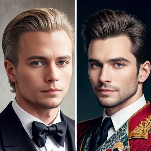 Color photo of perfect Abramowicz men. focus on the characters' faces 4k image