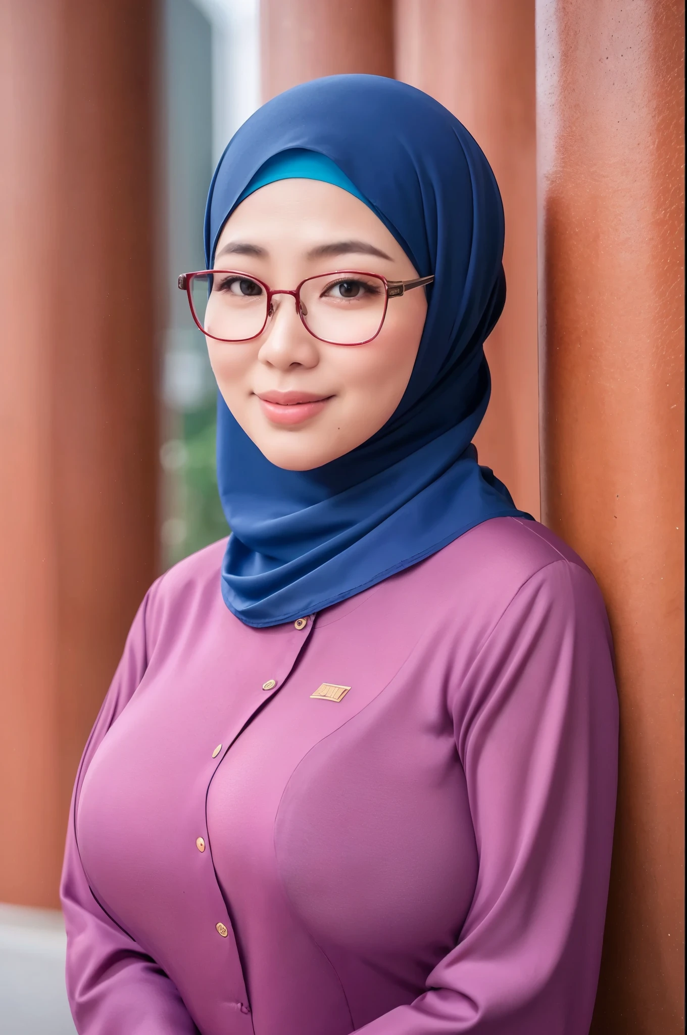 50 years Old, Hijab Indonesian mature woman, Big Tits : 66.9, Gamis, Breast out from her clothes : 1.9, at doctor office, Dark light, at Nighttime