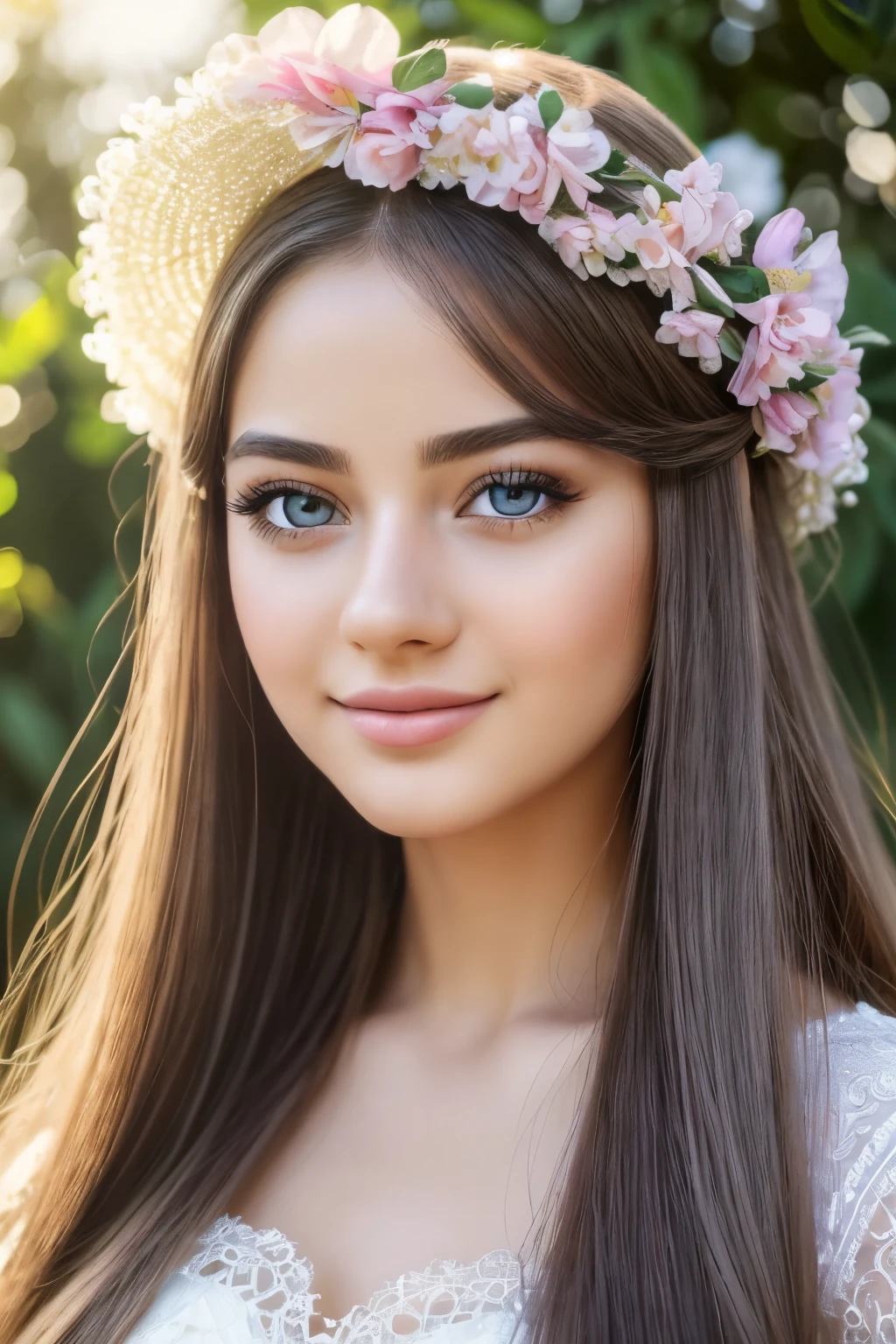 (best quality,highres,finely detailed,masterpiece:1.2),1girl,priscilla the crossbreed,beautiful detailed eyes,beautiful detailed lips,extremely detailed eyes and face,long eyelashes,priscilla_the_crossbreed:1,smile,lora,luminous lighting,soft colors,lush garden backdrop,artistic interpretation,impressionistic style.