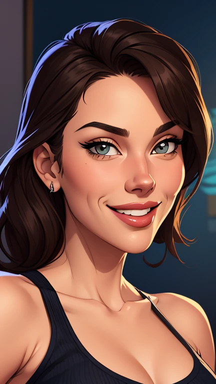 Xena princess warrior portrait mode sensual sesys style Cartoon style digital illustration together boyfriends Cartoon style character portrait mode Character cartoon style facial expression happy beautiful smile and six medium small portrait mode waist up 