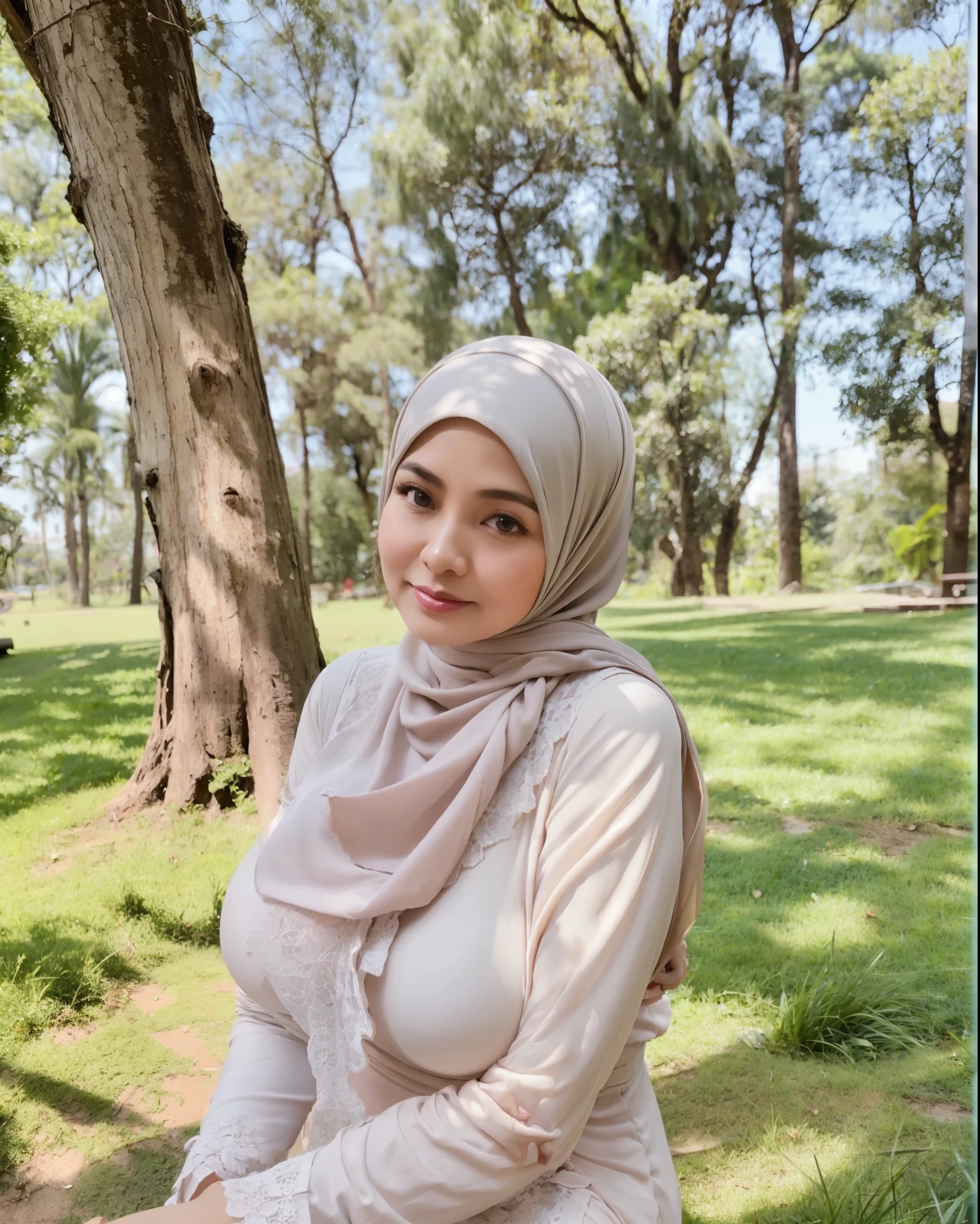 50 years Old, Hijab Indonesian mature woman, Big Tits : 66.9, Gamis, Breast out from her clothes : 1.9, at doctor office, Dark light, at Nighttime