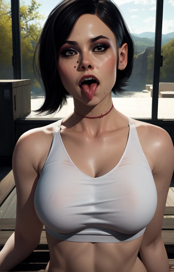 Helen park cod, sacando la lengua muy realista, obra maestra, con cara de aheago 