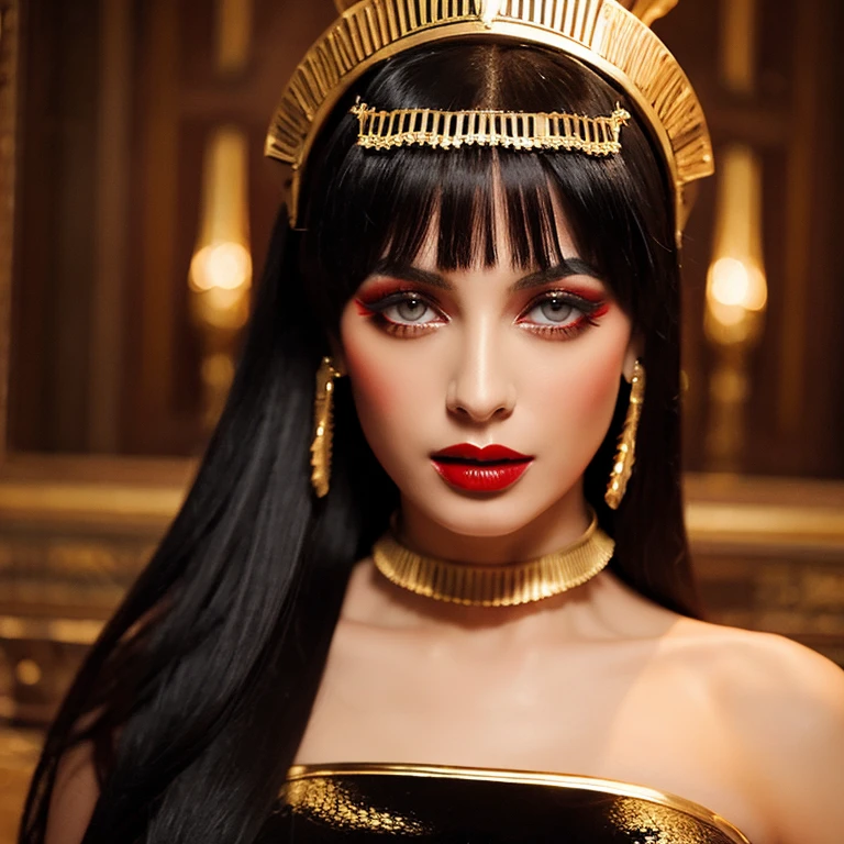 Cleopatra vii labios rojos gruesos seductora con escote 