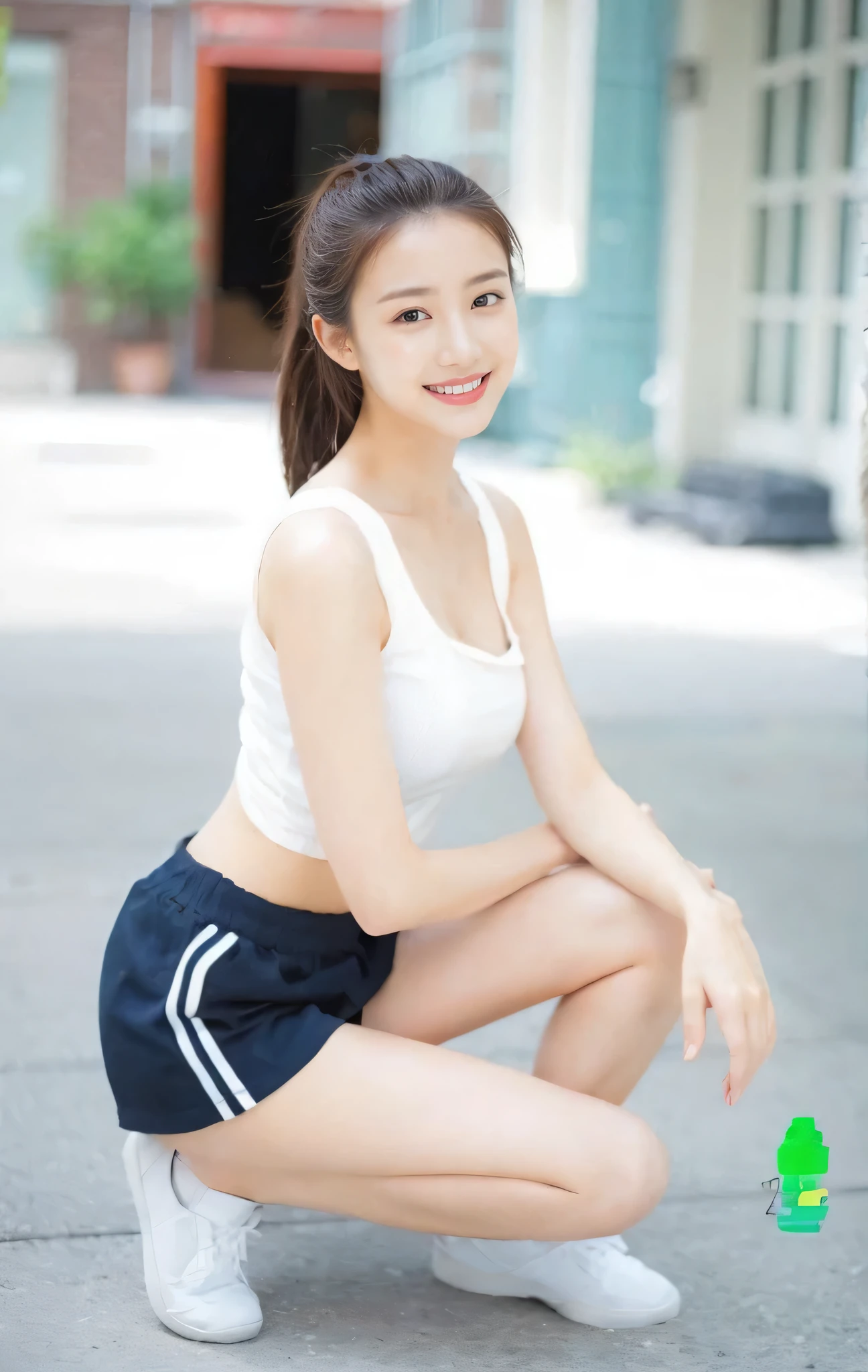 (on the table, best quality, Realistically, Super detailed, meticulous, high resolution, 8k wallpaper), Close-up portrait of a beautiful woman, like, Smile, Light brown messy hair, Perfect dynamic composition, Beautiful and meticulous eyes, Just like the cover of a fashion magazine, On Campus