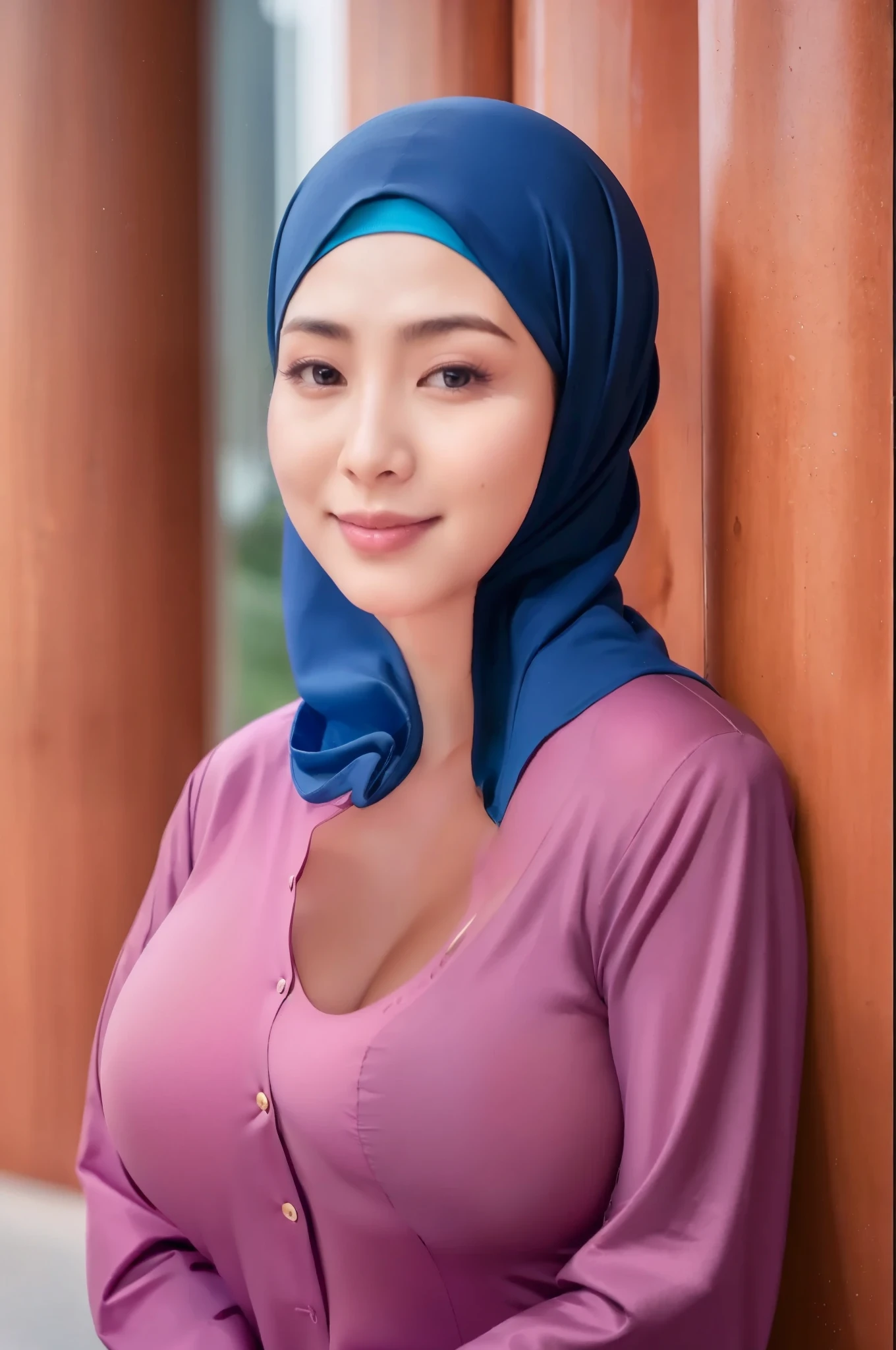 (night scene, sexy naked javanese girl with hijab, posing, look at a camera and smile, pastel hijab, big tit, cute young face, 18 yo, soft volumetric lightacklit:1.3), (cinematic:1.3), intricate details, (ArtStation:1.2),Best quality, high resolution, masterpiece: 1.3), big breasts, slim figure, sweatshirt, beautifully presented details in the street and facial and skin texture, detailed eyes, double eyelids, big eyes,chest visible, shirt open