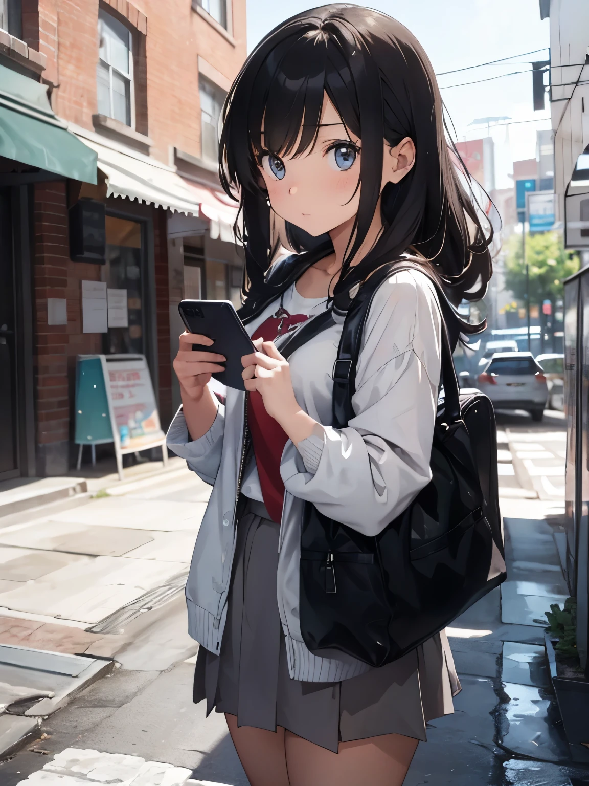 a girl looking at her phone