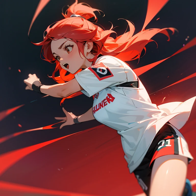 Mujer jugadora del Bayer femenil , uniforme actual de visitante (blanco con rojo ), celebrando un gol, en la cancha