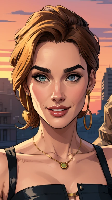 (NSFW:1.5), portrait, How, facialized, naked, nude, middle aged stepmother, milf, Dark skin, woman of color, portrait, Very detailed, Modern urban style, city backdrop, direct look, defined contours." Valentine's Day Theme
