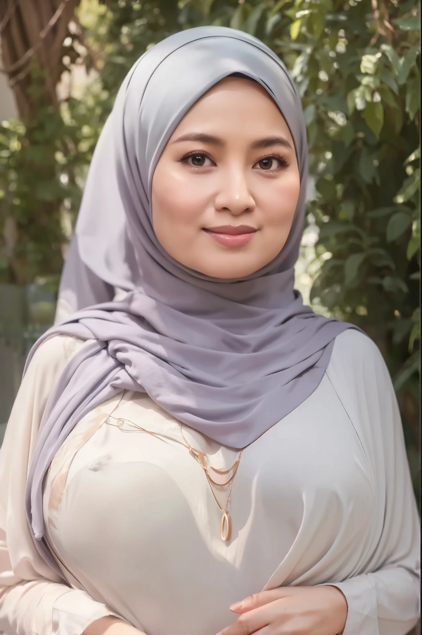 50 years Old, Hijab Indonesian mature woman, Big Tits : 66.9, Gamis, Breast out from her clothes : 1.9, at doctor office, Dark light, at Nighttime