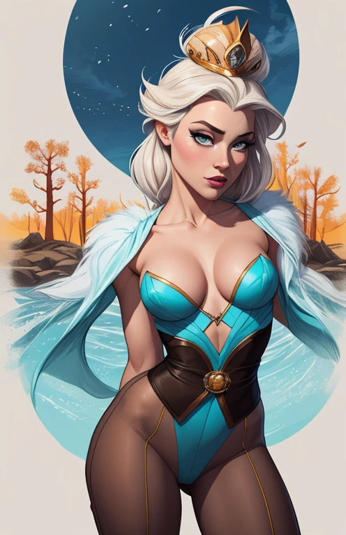 Personagem mulher estilo atompunk Fiona rainha Anna de Arendelle com marcas de guerras Imagem de desenho animado de uma mulher .Ilustra??o estilo desenho animado, estilo de arte dos desenhos animados, estilo de arte dos desenhos animados, digital illustration style, estilo atompunk design de personagens altamente detalhado, arte digital detalhada coragem, Forest fan art, Design de personagens de retrato, beautiful digital illustration, retrato de alta qualidade, Arte em quadrinhos, mulher jovem cabelo com transas lindas . Queen Anna of ArendelleBeautiful lined eyes Medium large bust and wonderful sexy clothes. image expression of sexual desire from waist to head illustration Queen Anne of Arendelle atompunk style Fallout 4 style pose playboy magazine