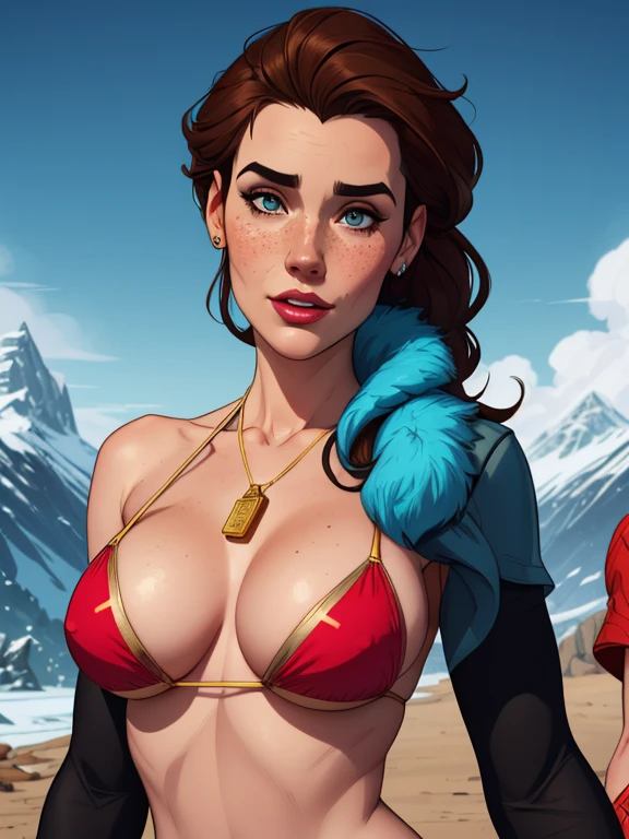 Beautiful portrait mode pose Cartoon character in dynamic pose two women together with freckles on their faces Disney princess Queen Anna of Arendelle with 1,60cm on the left and together with a symmetrical body and beautiful breasts, corpo bem definido, delicado e sensual, estilo de desenho animado, digital illustration Portrait mode a close up of two women Cartoon style digital illustration in bikinis in front of a mountain, artegerm e lois van baarle, artegerm e atey ghailan, modelo uniforme | artegerm, artegerm e Genzoman, artegerm comic, como visto em artegerm, artegerm e wlop, artegerm and rossdraws style digital illustration cartoon style waist-up portrait mode with lots of gold around her other precious stones waist-up portrait mode queen of the south Jennifer Connelly GTA scenery dominatrix gold coins chest with jewelry with her boyfriend man with black beard armed military style