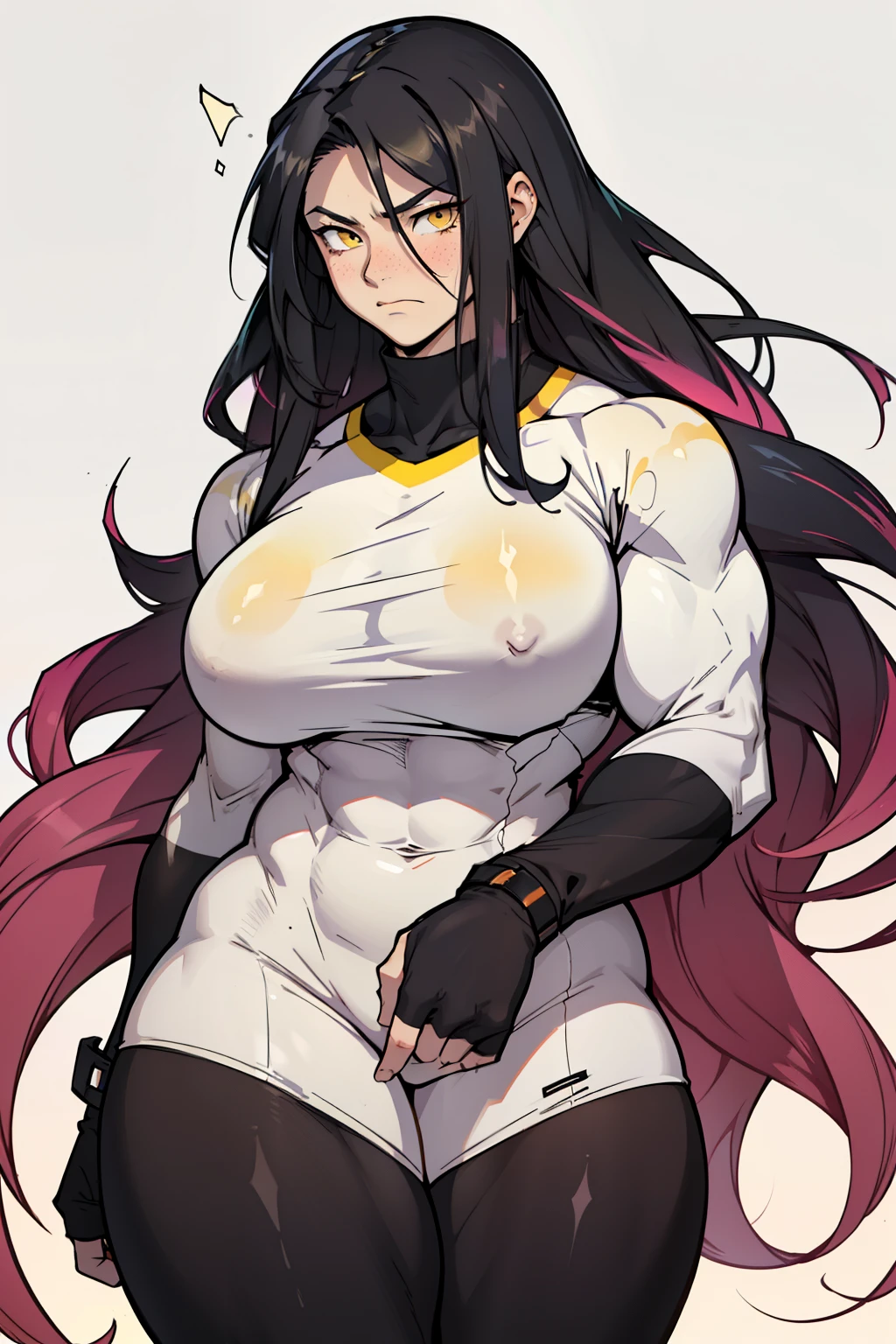 1girl solo black hair yellow eyes very long hair pale skin muscular muscular muscular muscular toned body huge muscles thick thighs girl tight clothes angry blushing messy hair tight shirt long sleeves thick thick thick thick (gradient hair gradient hair gradient hair gradient hair gradient hair gradient hair) (gradient hair gradient hair gradient hair gradient hair gradient hair gradient hair)