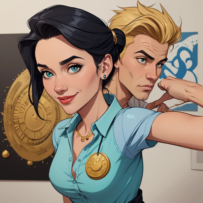 estilo de GTA desenho animado:1.2), Tinker Bell brasileira draw ART Artline fundo branco mulher Imagem de desenho animado de uma mulher , roupas sensuais , garota super valente destemida , Ilustra??o estilo desenho animado, estilo de arte dos desenhos animados, estilo de arte dos desenhos animados, GT styledigital illustration style, design de personagens altamente detalhado, arte digital detalhada fofa, design de personagem retrato, beautiful digital illustration, retrato de alta qualidade, arte em quadrinhos, retrato do design do personagem, without clothes and medium breasts cartoon style female character dressed Tinker Bell smile and six medium small portrait mode waist up with lots of gold around her other precious stones portrait mode from the waist up queen of the south Jennifer Connelly GTA scenery dominatrix gold coins chest with jewelry with her boyfriend man with black beard military style armed