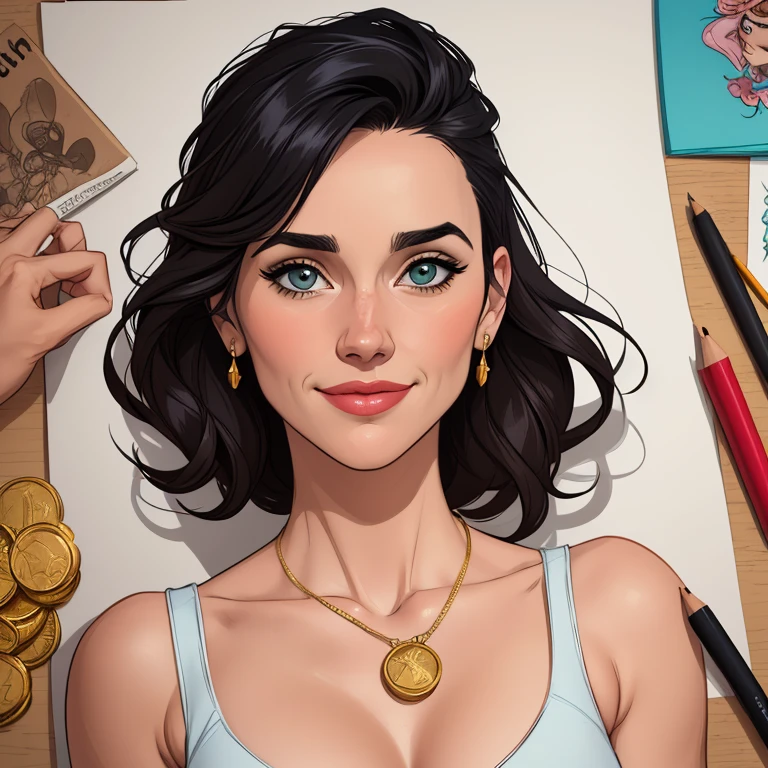 estilo de GTA desenho animado:1.2), Tinker Bell brasileira draw ART Artline fundo branco mulher Imagem de desenho animado de uma mulher , roupas sensuais , garota super valente destemida , Ilustra??o estilo desenho animado, estilo de arte dos desenhos animados, estilo de arte dos desenhos animados, GT styledigital illustration style, design de personagens altamente detalhado, arte digital detalhada fofa, design de personagem retrato, beautiful digital illustration, retrato de alta qualidade, arte em quadrinhos, retrato do design do personagem, without clothes and medium breasts cartoon style female character dressed Tinker Bell smile and six medium small portrait mode waist up with lots of gold around her other precious stones portrait mode from the waist up queen of the south Jennifer Connelly GTA scenery dominatrix gold coins chest with jewelry with her boyfriend man with black beard military style armed
