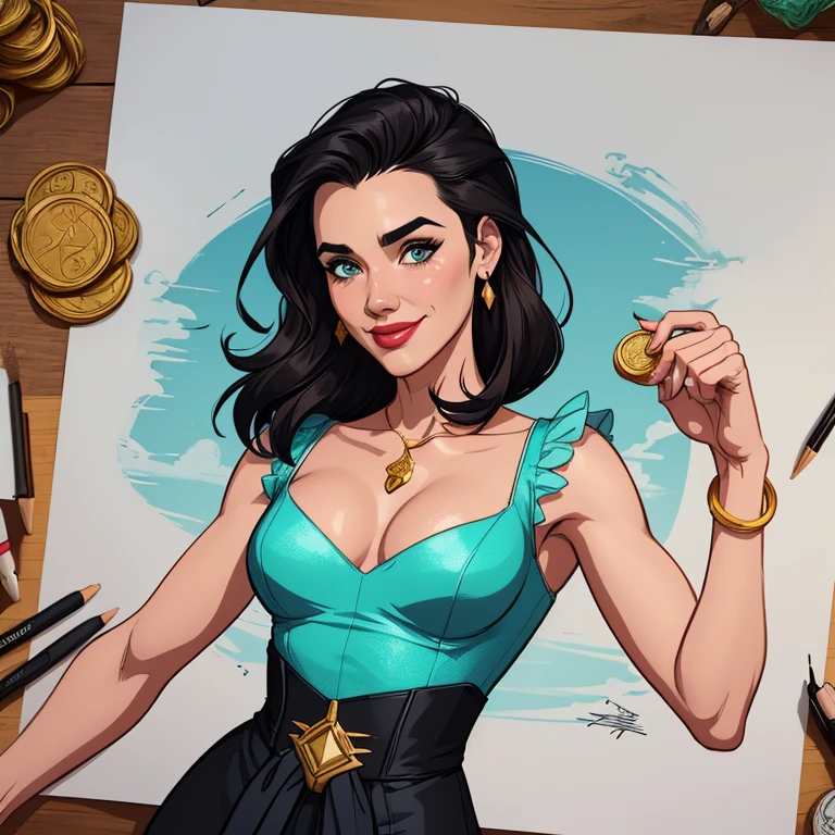estilo de GTA desenho animado:1.2), Tinker Bell brasileira draw ART Artline fundo branco mulher Imagem de desenho animado de uma mulher , roupas sensuais , garota super valente destemida , Ilustra??o estilo desenho animado, estilo de arte dos desenhos animados, estilo de arte dos desenhos animados, GT styledigital illustration style, design de personagens altamente detalhado, arte digital detalhada fofa, design de personagem retrato, beautiful digital illustration, retrato de alta qualidade, arte em quadrinhos, retrato do design do personagem, without clothes and medium breasts cartoon style female character dressed Tinker Bell smile and six medium small portrait mode waist up with lots of gold around her other precious stones portrait mode from the waist up queen of the south Jennifer Connelly GTA scenery dominatrix gold coins chest with jewelry with her boyfriend man with black beard military style armed