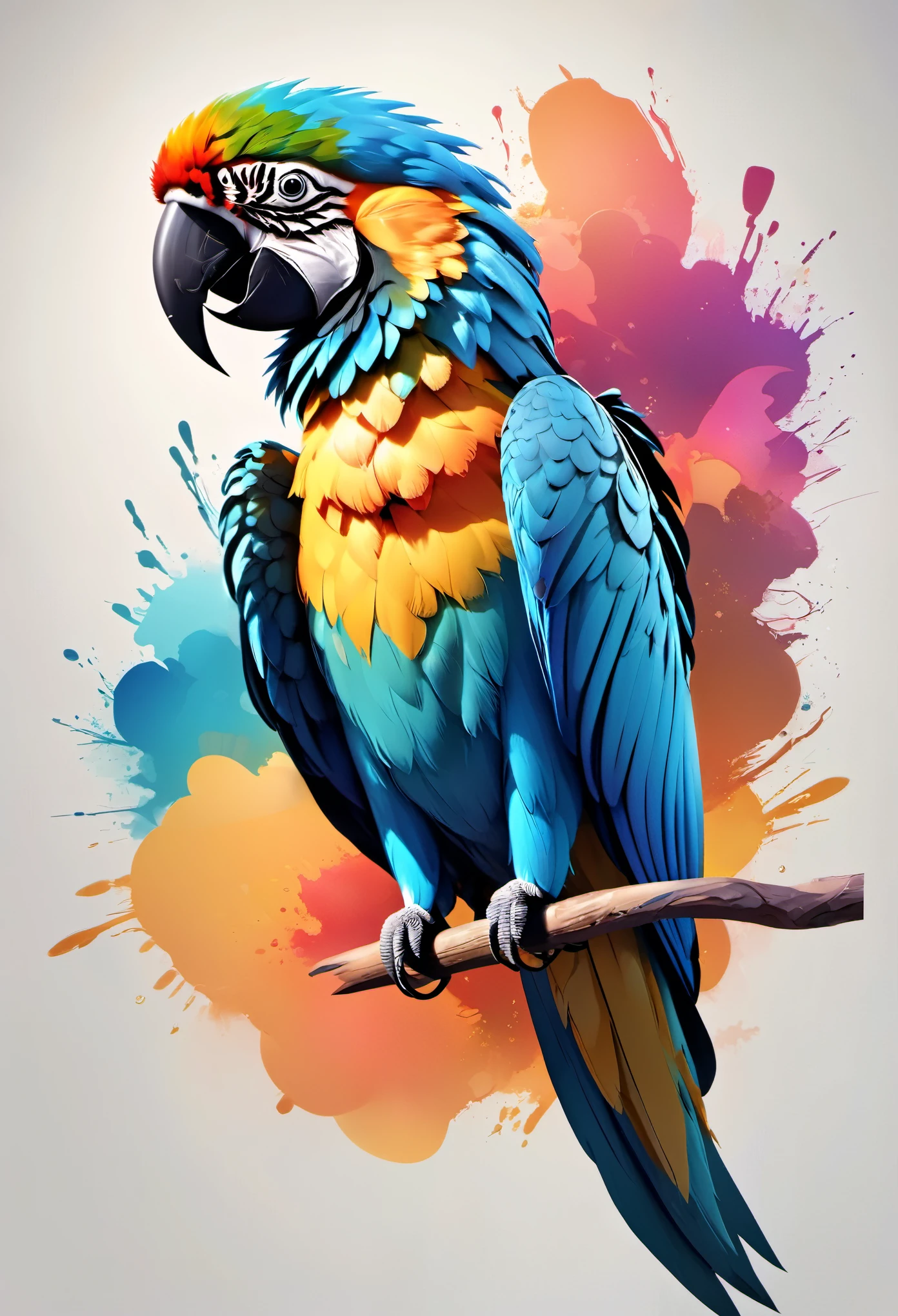 a silhouette design of a Macaw Bird , sunset design, arte 3D vetor, fofo e peculiar, brilhante ousado colorido., efeito aquarela, , pintura digital, baixo poli, Aerial view, Isometric style, focado no personagem, 4K resolution, Photorealistic rendering, usando Cinema 4D,parte frontal