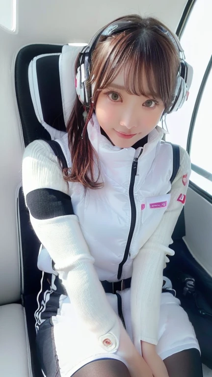 (masterpiece:1.5)、(Realistic:1.5)、(highest quality:1.4、8k、RAW Photos)、
Ultra-high resolution、Professional Lighting、Perfect dynamic composition、Photographed indoors、
Film Grain、chromatic aberration、(Bokeh:1.1)、
Frank、Sophisticated、charm、Ultra-realistic、Attention to detail、Golden Ratio、
(1 girl)、Slender girl、Delicate and charming girl、Cute Woman:1.4、
Serious expression、Looking at the audience、Sculptural installation、Sit on the sofa and relax、
Light brown hair、Shiny Hair、Hairstyle: Ponytail、
real skin、
Shut your mouth.、Beautiful Eyes、double eyelid、Thin arms、、
、Show off your thighs,(astrovest):5,(shiny white log downvest):3,BREAK ((Detailed face, Professional photography)), ((NSFW, zettai ryouiki, 1 girl)), Ultra-high resolution, (Realistic: 1.4), RAW Photos, highest quality, (PhotoRealistic Stick), concentrated, Soft Light, ((30 years old)), ((Japanese)), (( (Young Face))), (surface), (Depth of written boundary), masterpiece, (Realistic),(inside ISS):3, woman, ,astrovest:2,headphone:2,smartwatch,,bangs, ((1 girl)),(black sleeves):2,(black tights):2,inside spacestation,inside spacecraft,,zero gravity,smile,open leg,blush:1.5,hidden hands,neotech