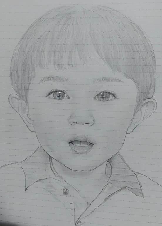 Family photo、Creates plump cheeks。3 year old boy toddler smile、Generate realistic black and white photos、Creates a more beautiful lower lip。realistically generated、realistically generated。