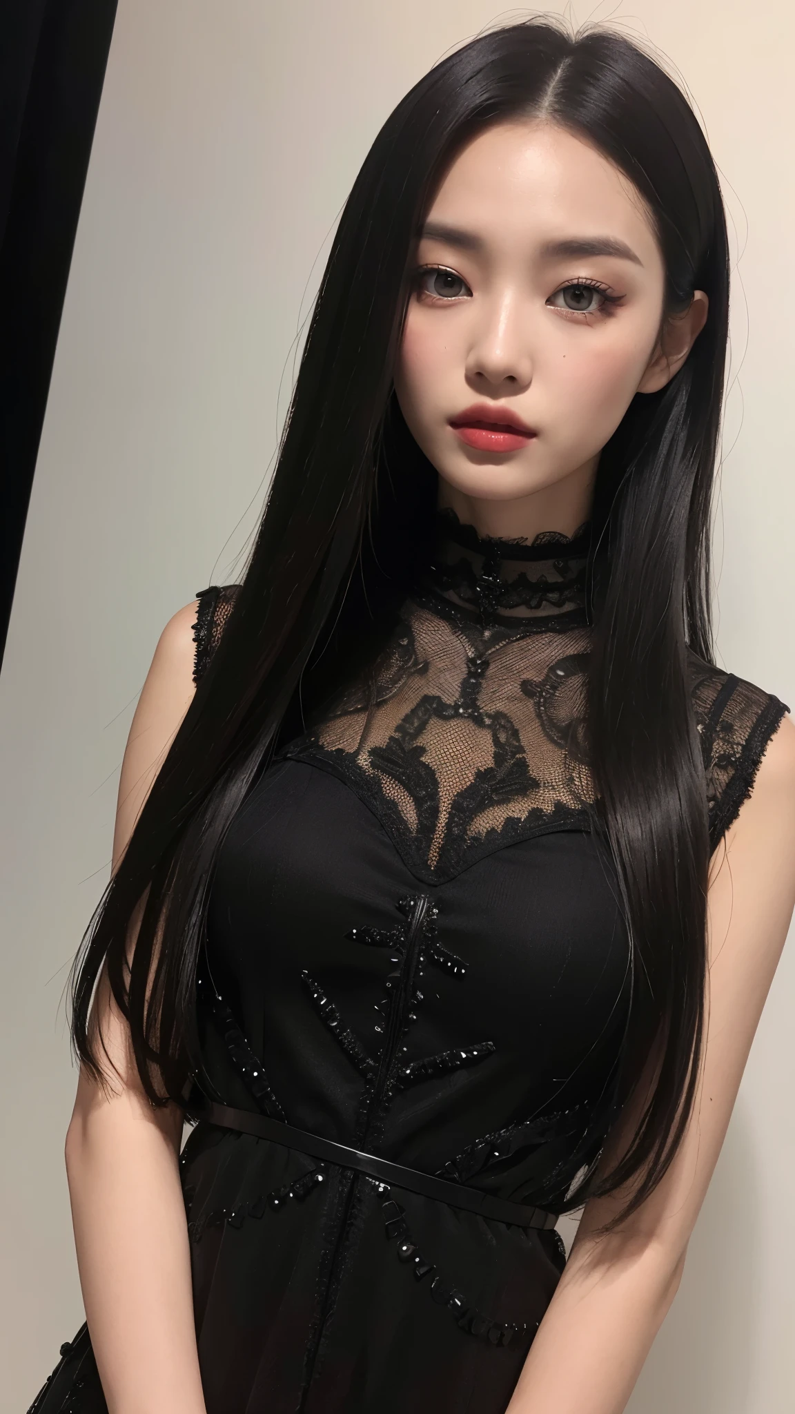 ((Surreal、Super detailed imageaybe a photo,Captures the skin texture details of an incredibly beautiful woman))Wearing a Lucid Dream Dress,long black hair。