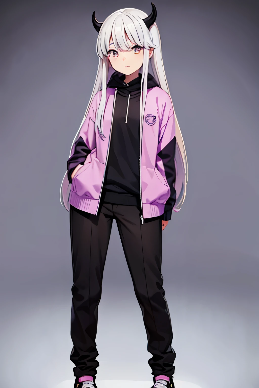 A cartoon drawing of a girl with horns and long hair, best anime character design, Modelo de cuerpo completo Anime Vtuber, Personaje de anime, Full body anime illustration, anime character design, como personaje de anime, Personaje de estilo anime, character adoptable Este personaje de anime es una adolescente con cuernos de 2 y 13.2 centimeters high and 1.28 centimeters thick. Sus cuernos se encuentran en la parte superior izquierda de su cabeza y muestran restos de su antigua vida como casco Hollow. Tiene el pelo gris y negro y Fucsia, morado, corto. their breasts are small, con una altura de 2 y 1.5 centimeters and a thickness of 1.10 centimeters. You are 14 years old shorts and (sudadera con capucha).
Este personaje de anime es una adolescente con cuernos de 2 y 13.2 centimeters high and 1.28 centimeters thick. Sus cuernos se encuentran en la parte superior izquierda de su cabeza y muestran restos de su antigua vida como casco Hollow.
Tiene el pelo gris y negro, con algunos mechones de color fucsia y morado. Su cabello es corto y llega hasta los hombros. their breasts are small, con una altura de 2 y 1.5 centimeters and a thickness of 1.10 centimeters. You are 14 years old. pantalones cortos y
(sudadera con capucha).
This content may violate our content policy. Si cree que esto es un error, Por favor, Send your feedback: Your feedback will help our research in this area.
