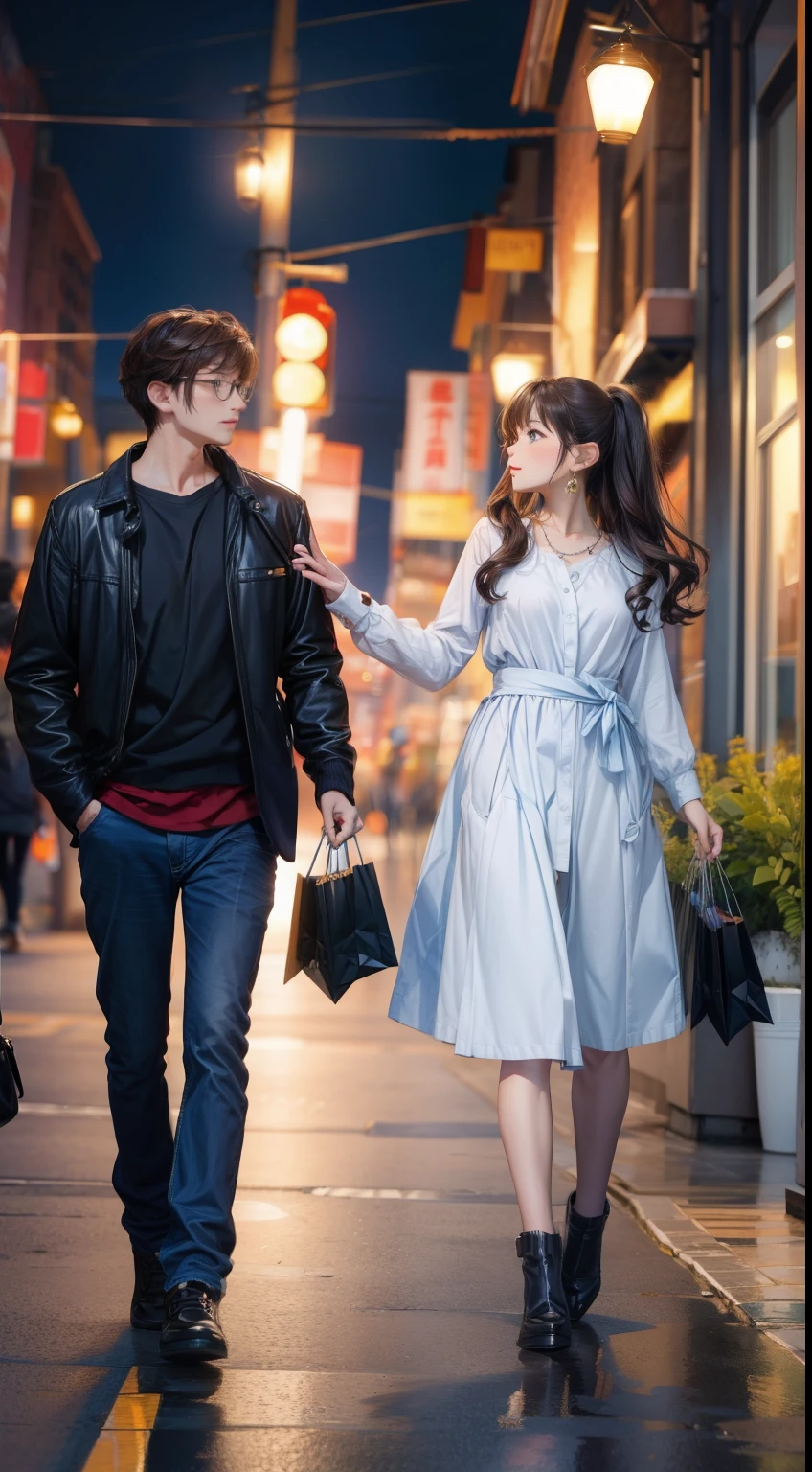 Couple shopping、Date、Beautiful men and women、Second Dimension