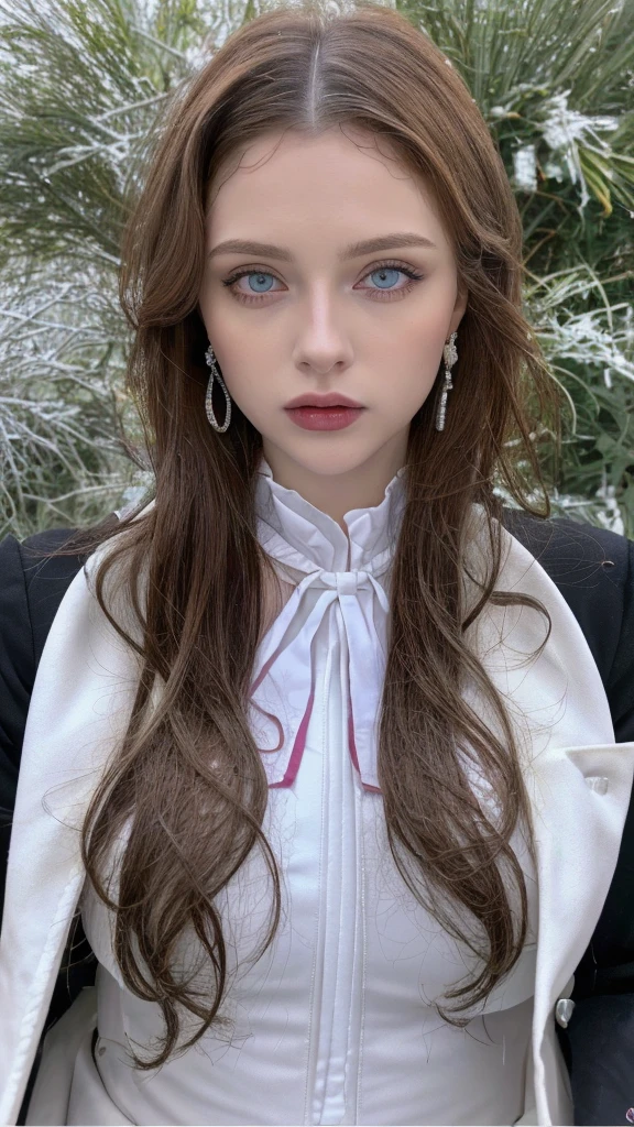 1 miniature Beautiful beautiful woman - Yuan Sayuki, ((top quality, 8K, Masterpiece:1.retty woman, 1 woman, huge breasts:1.3, a slim body:1.1, lush GINGER short hair, (shower, wet body, wet clothes:1.1), very detailed face, detailed lips, detailed eyes, double eyelids, Detailed blue eyes, чрезвычайно Detailed Outstanding Blue Eyes, short GINGER wet hair, GINGER wet hair, Detailed Outstanding Blue Eyes, innocent look at the viewer, very wet wavy white hair, Detailed Outstanding Blue Eyes, huge cross earrings, Outdoors, badges behind, gothic maid uniform, sexy maid dress, bare chest, huge chest tattoo, detailed huge catholic cross earrings, chest tattoo, Outside, wear a silver cross (Detailed cross shape), reality mode, wet breasts, black necklace, human crowd behind, black latex gloves, hair of white snowy colour, night time, red neon lights, demonic nun, nimbus (golden lighting ring above her head), angel, snowy weather, sexy pose, white lingerie, black maid dress, detailed flower wreath made of different colours, open chest