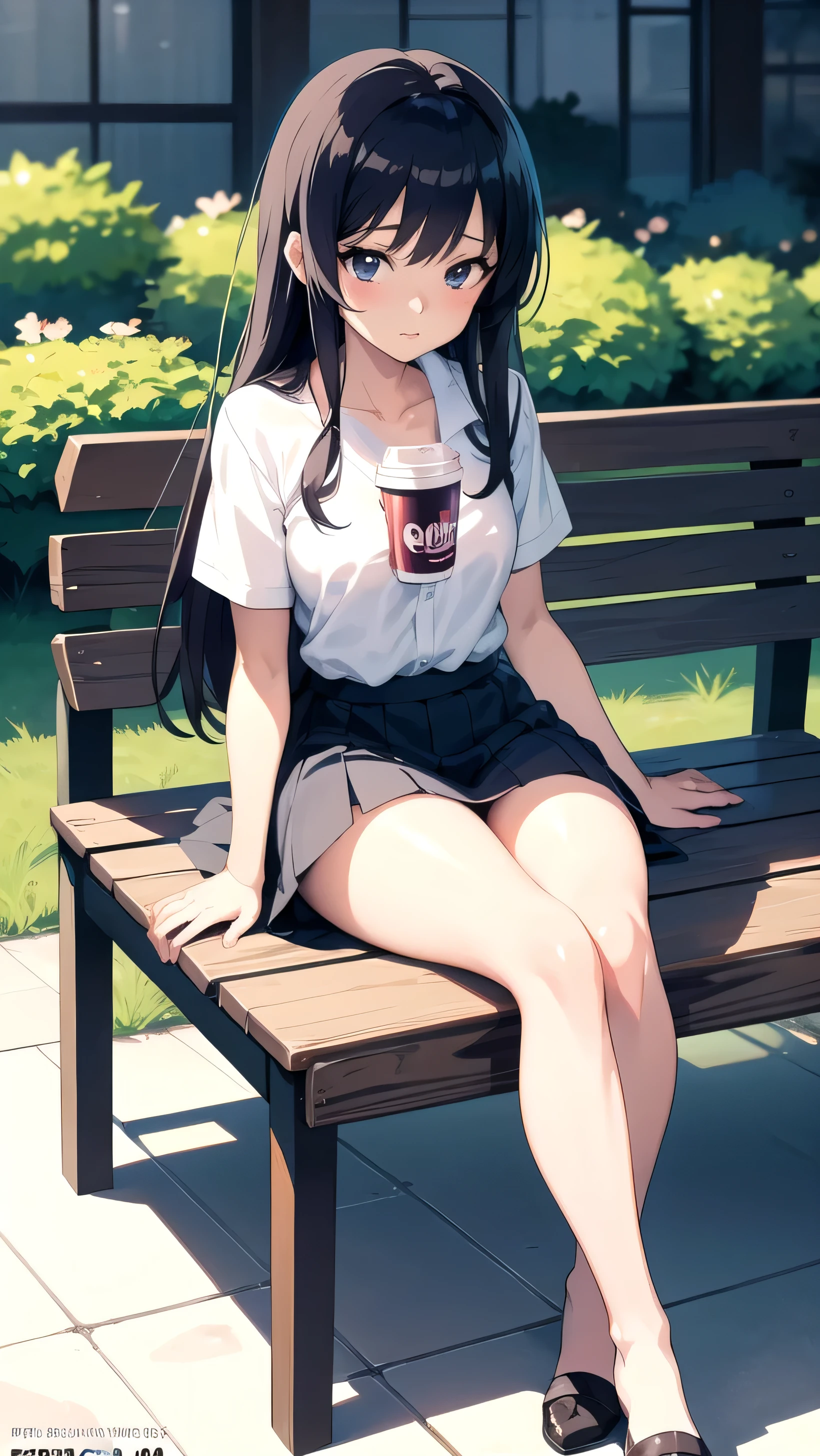 anime girl sitting on a bench with a cup of coffee, cute anime girl, anime style illustration, soda themed girl, beautiful anime high school girl, a hyperrealistic schoolgirl, anime girl, young anime girl, beautiful anime girl, anime girl drinks energy drink, anime style 4 k, digital anime illustration, retro anime girl, anime visual of a cute girl