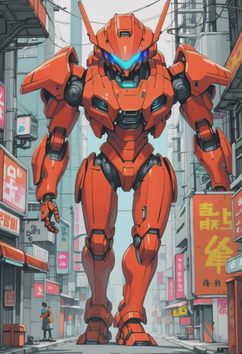 Science fiction, piloto mecha, cuerpo completo, vistiendo ropa informal futurista de color rojo anaranjado disperso bajo la superficie