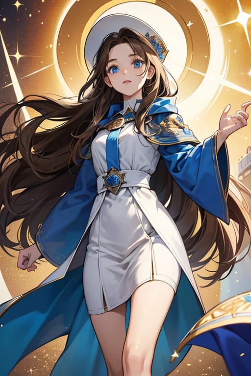 Holy has long brown hair. She is depicted with blue eyes 

Holy originally wore a hoodie complete with a cape over undisclosed clothes, of which only the collar decorated with a capital "H" and the legs, covered in square metallic plates are revealed. She also has a white hat decorated with flowers and another "H". She was initially depicted as having sunglasses. SPARKLE; GLITTER
