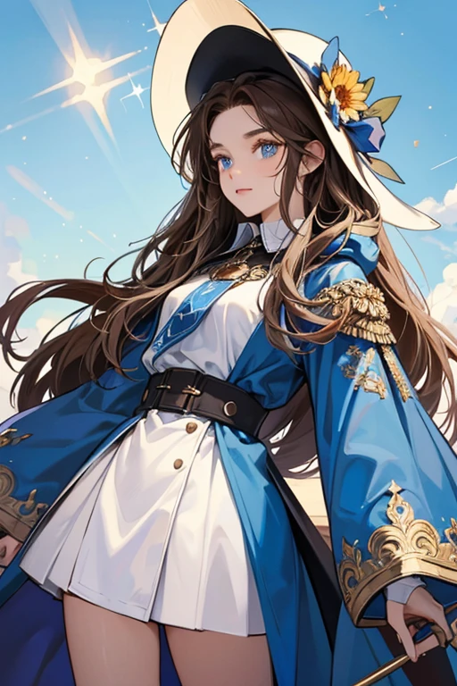 Holy has long brown hair. She is depicted with blue eyes 

Holy originally wore a hoodie complete with a cape over undisclosed clothes, of which only the collar decorated with a capital "H" and the legs, covered in square metallic plates are revealed. She also has a white hat decorated with flowers and another "H". She was initially depicted as having sunglasses. SPARKLE; GLITTER
