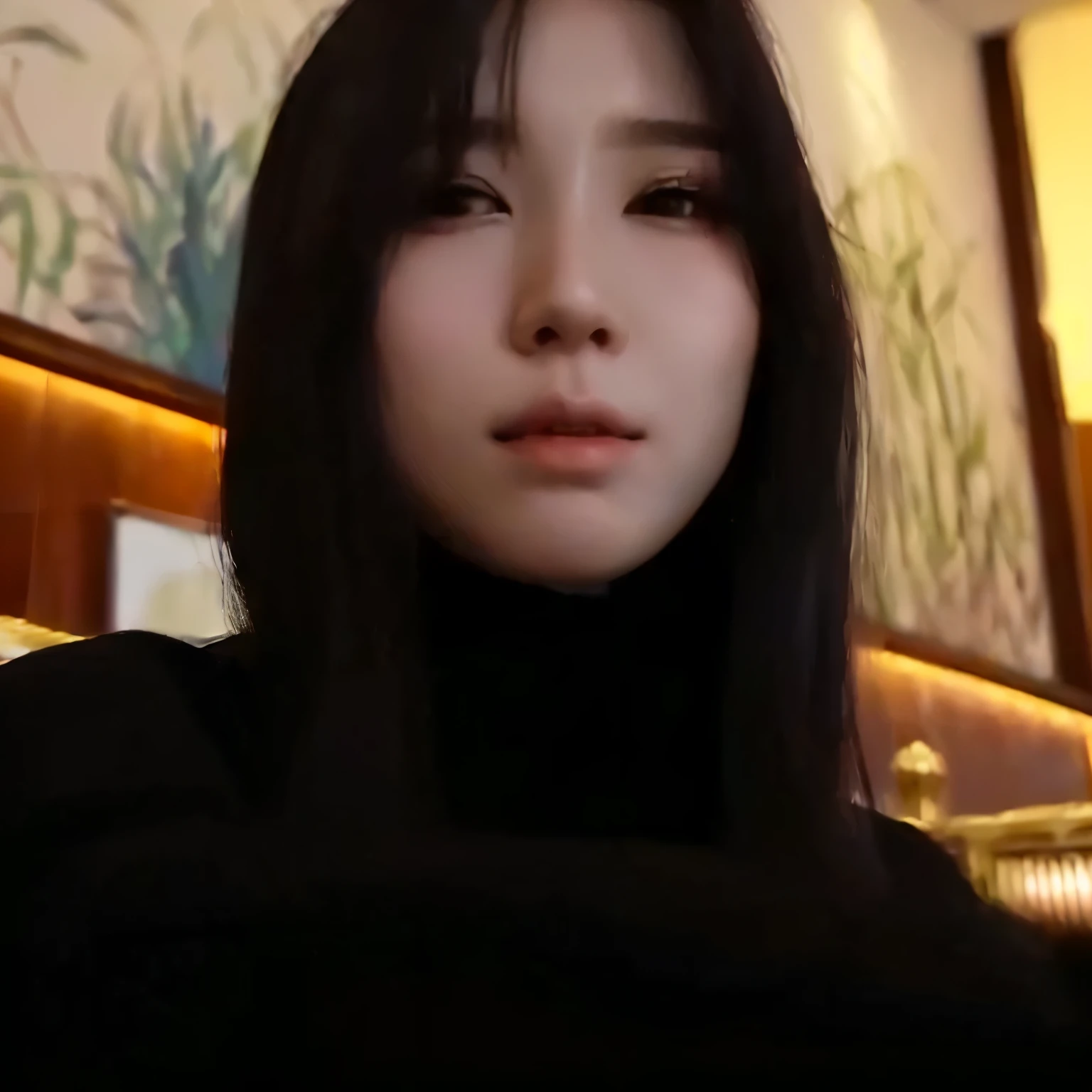 there is a woman who is looking at a cell phone, cruel korean goth girl, coreana, she is facing the camera, mulher coreana, adorable and pale korean face, iu lee ji-eun as a supervillain, heonhwa choe, beautiful south mulher coreana, mostrando o rosto dela, young lovely korean face, ela tem um rosto fofo e expressivo, fotografia selfie 8k