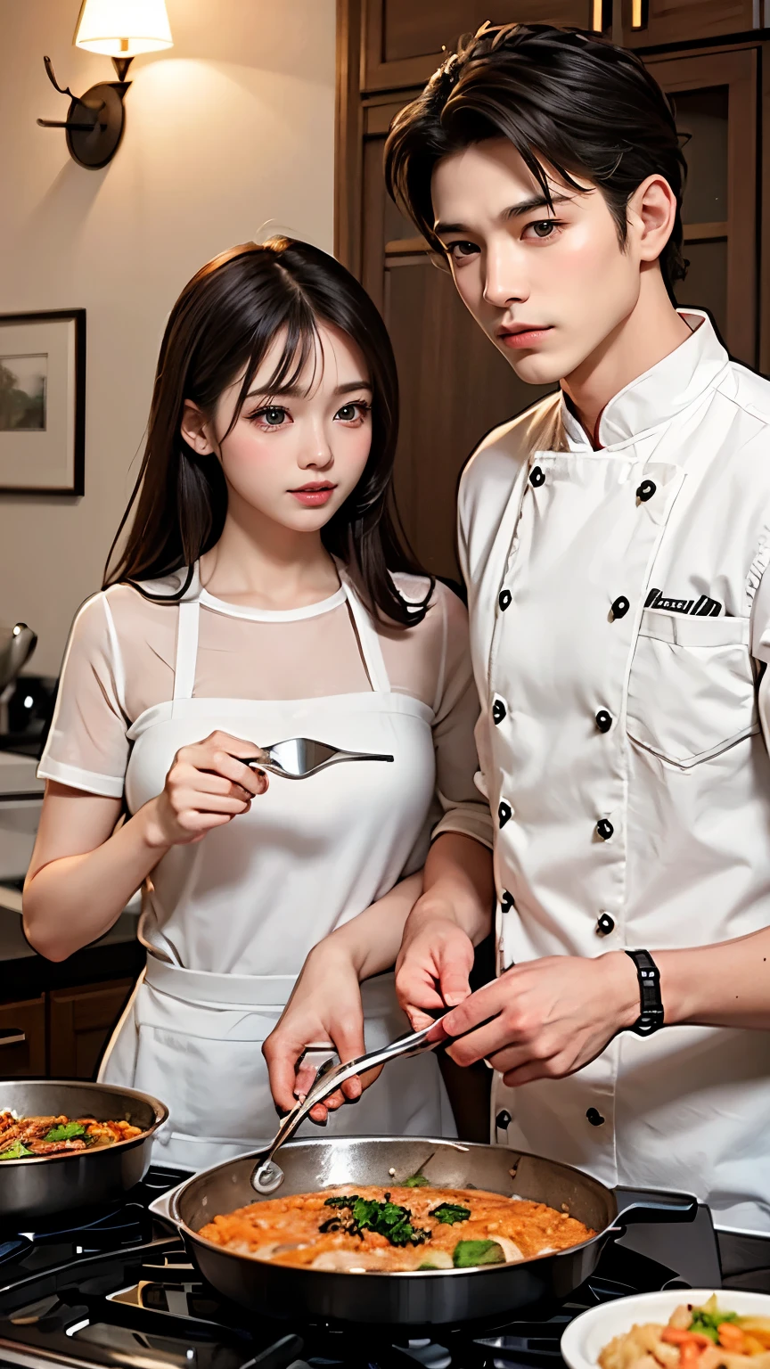 Couple cooking、Handsome Men and Beautiful Women