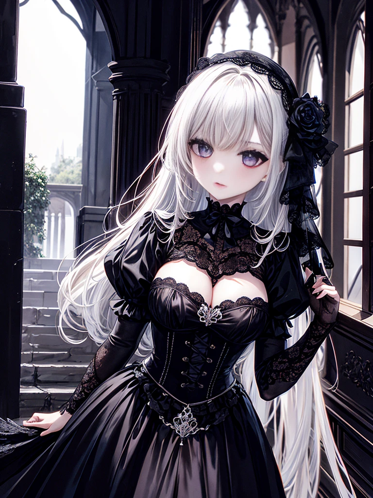  A gothic punk goth girl, perfect face, beautiful Asian woman with long White hair in White curls and coils, very cute and           beautiful girl, (highly detailed beautiful face), high detailed fingers, (wearing panties, topless), detailed face,
]cowboy shot, looking at viewer, Standing, white panties. intricate details, cinematic scene, detailed background, solo, dynamic angle,  ((beautiful big blue eyes looking down at the viewer, black shiny lipstick, perfect Asian goth cyber makeup)) double d breast, detailed cute face, white hair, gothic punk fashion, highly detailed gothic fashion, short skirt, heavy make up,),(dark black lipstick), size, Backlight effect, lens flare, depth of fields, blurry background, Detailedface,1 girl, Detailed eyes, ,(thigh up shot image :1.5), Black gloves. Walking in the rain. Moonlight shines on her face. Sombre setting 
