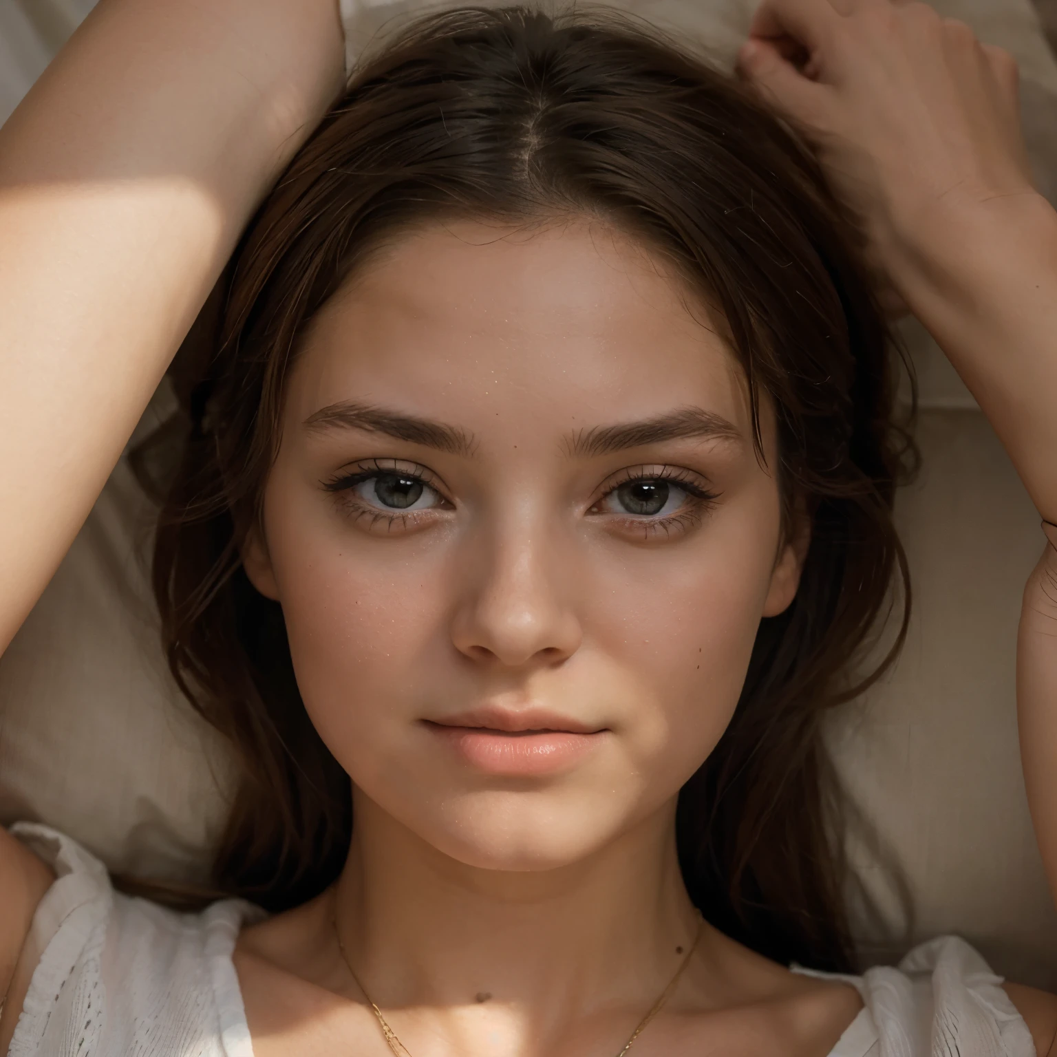 Une jeune femme, in light clothing, vue de face