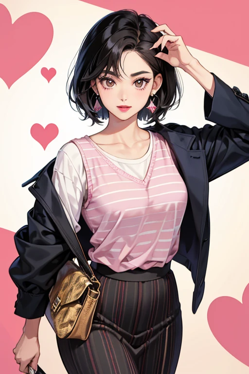 Mrs. Hirose has short dark hair, styled as a side swept pixie cutW. She has moderately thick eyebrows and eyes that appear similar to her son's. She is always seen with lipstick and also wears earrings when going shopping in the manga.

Her initial outfit consists of a striped buttoned T-shirt along with a skirt and slippers. A small triangle-shaped brooch with a heart design is on the front of her shirt below her neckline. When going shopping, Mrs. Hirose carries a purse and wears a vest on top of a long sleeve shirt with light pants. SPARKLE; GLITTER