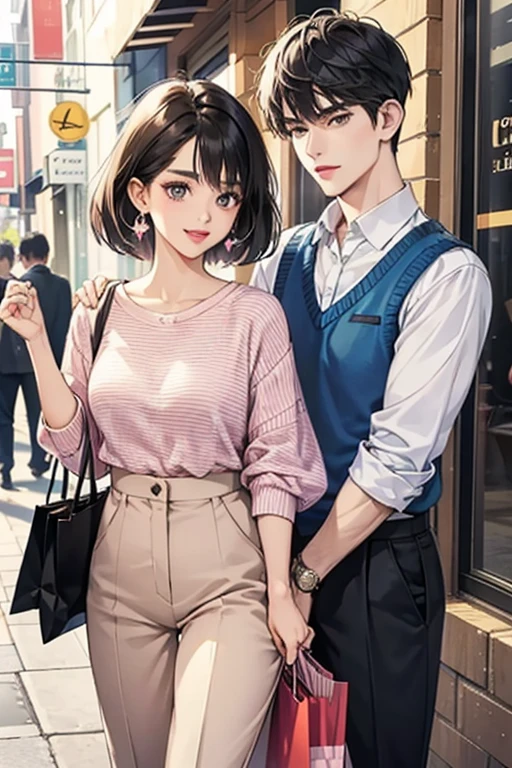 Mrs. Hirose has short dark hair, styled as a side swept pixie cutW. She has moderately thick eyebrows and eyes that appear similar to her son's. She is always seen with lipstick and also wears earrings when going shopping in the manga.
Her initial outfit consists of a striped buttoned T-shirt along with a skirt and slippers. A small triangle-shaped brooch with a heart design is on the front of her shirt below her neckline. When going shopping, Mrs. Hirose carries a purse and wears a vest on top of a long sleeve shirt with light pants. SPARKLE; GLITTER