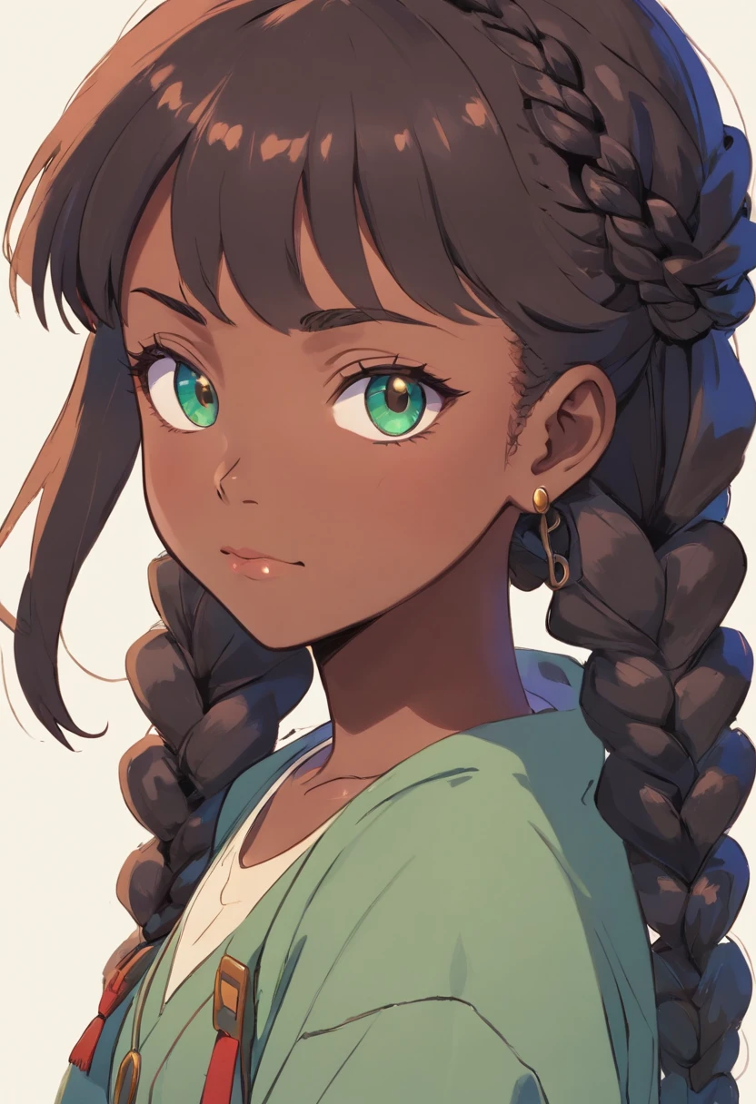 garota negra, pele negra, pele escura, roupa militar, cabelo curto, cabelo colorido, hair with braids, estilo afro, fofa, cute, kawaii, serious face, brava, lutadora, fighter, madura