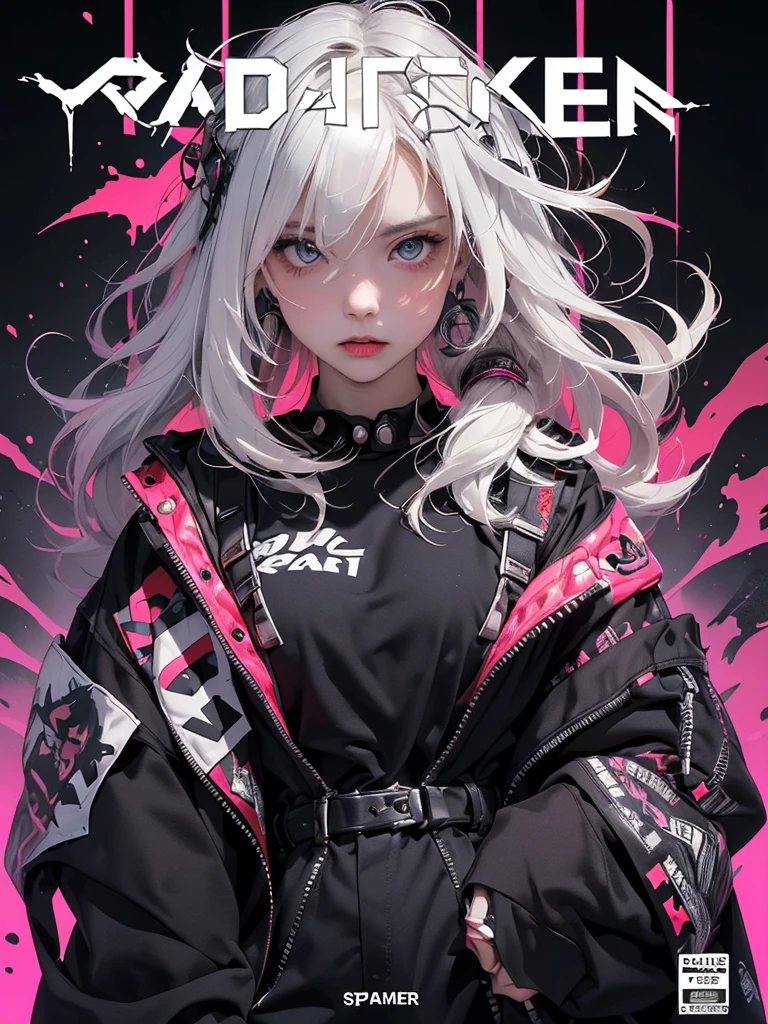((((dramatic))), (((gritty))), (((intense))) film poster featuring a young platinum white hair woman as the central character. She stands confidently in the center of the poster, wearing a stylish and edgy Harajuku-inspired hip hop outfit, with a determined expression on her face. The background is aesthetic atmospheric dark and gritty, with a sense of danger and intensity. The text is bold and attention-grabbing, with a catchy tagline that adds to the overall feeling of drama and excitement. The color palette is mainly dark with splashes of vibrant neon colors, giving the poster a dynamic and visually striking appearance,tachi-e
(magazine:1.3), (cover-style:1.3), fashionable, woman, vibrant, outfit, sexy seductive posing, front, colorful, dynamic, background, elements, confident, expression, holding, statement, accessory, majestic, coiled, around, touch, scene, text, cover, bold, attention-grabbing, title, stylish, font, catchy, headline, larger, striking, modern, trendy, focus, fashion,