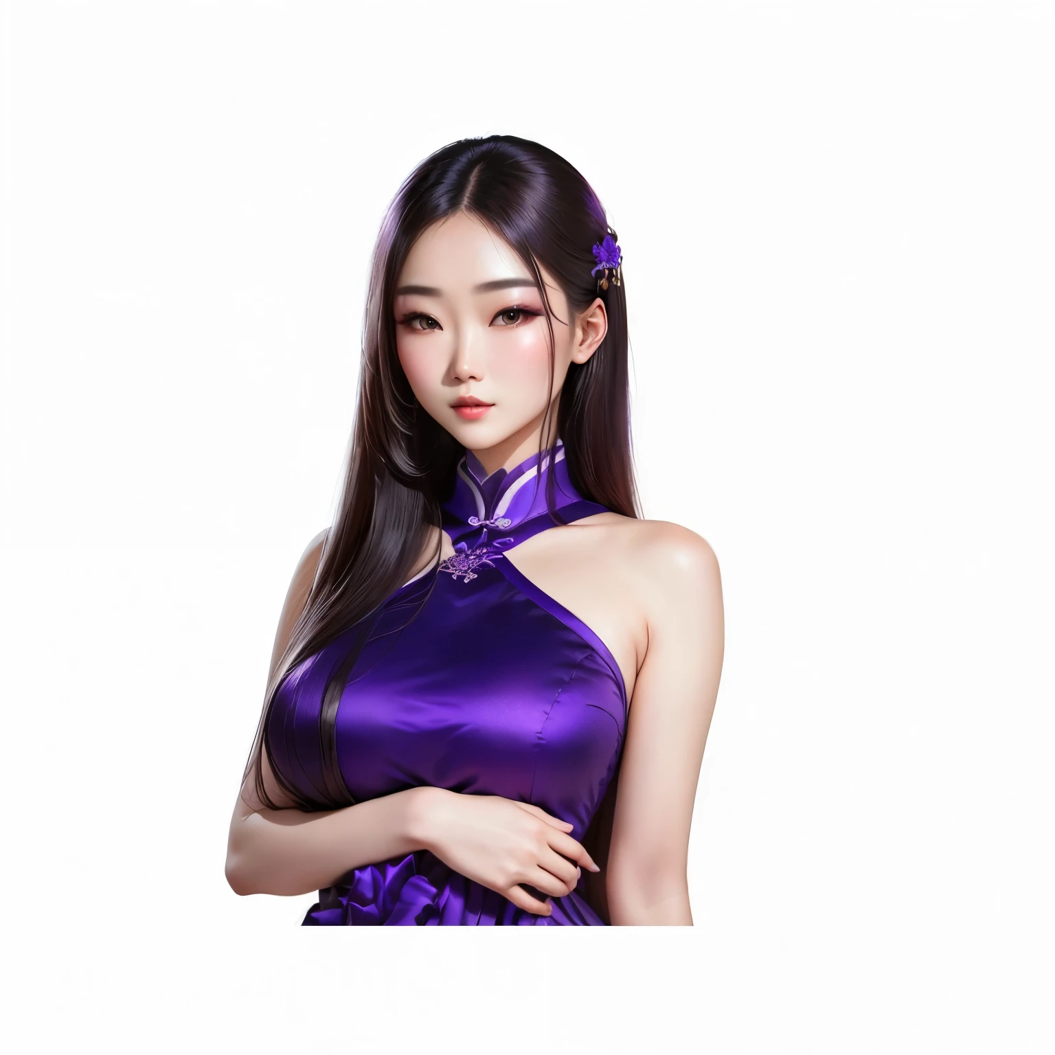 Close-up of woman in purple dress posing for photo, Season Wu, Sazi, Wen Feiye, Li Zixin, The most beautiful Chinese model, full body Xi&#39;anxia, 1 8 is, Shi Fenglin, Wei Wang, Xindong Chen, Xi&#39;anxia, Lulu Chen, gongbi, Loei Min, luchi, Jin Yiwei,happy smile