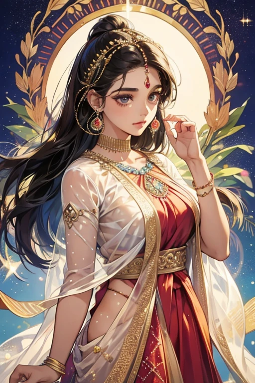 beautiful young Indian woman in typical Indian attire. SPARKLE; GLITTER