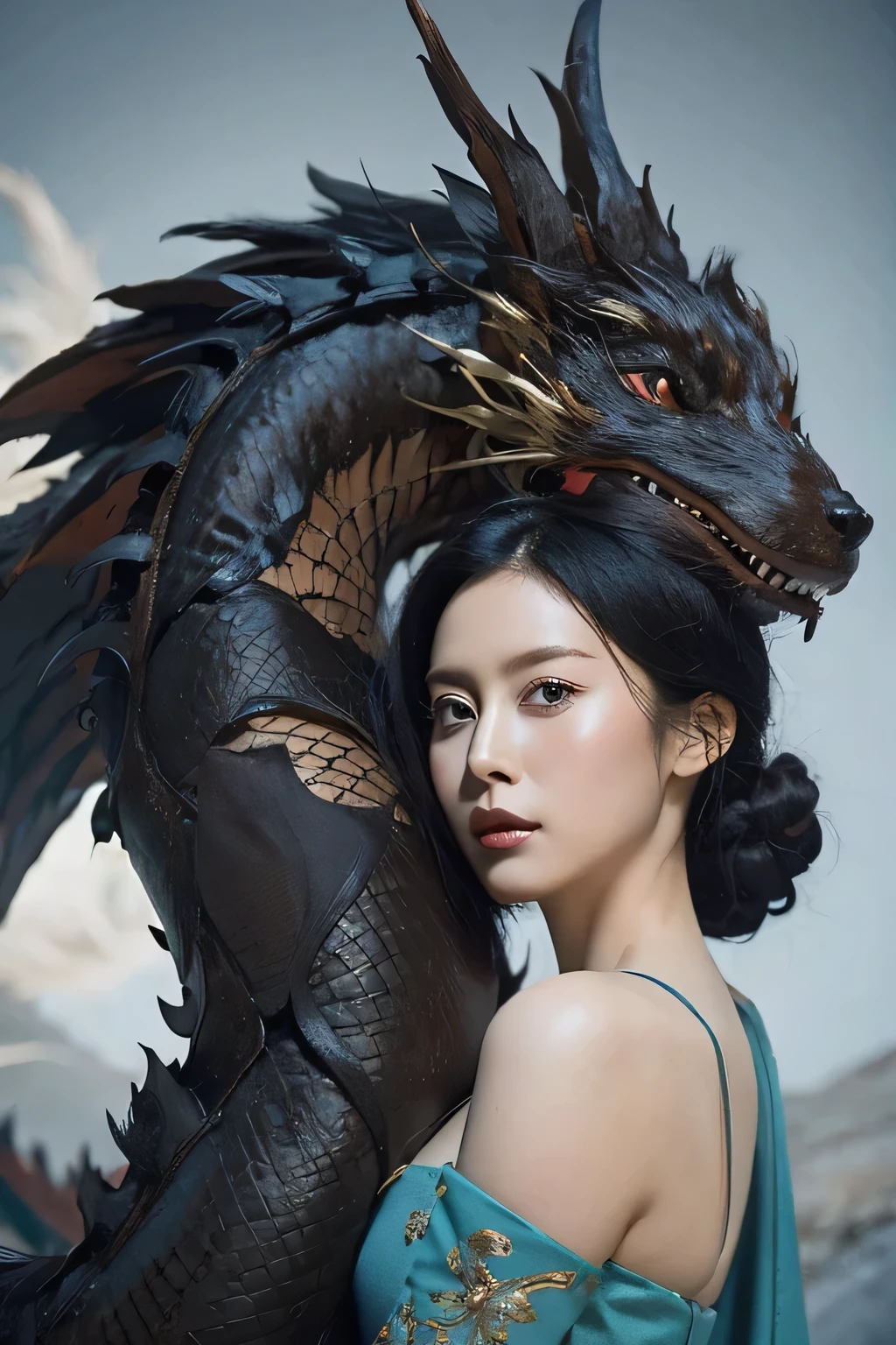 Oil, highest quality, masterpiece, Ultra-high resolution, nine tailed fox,