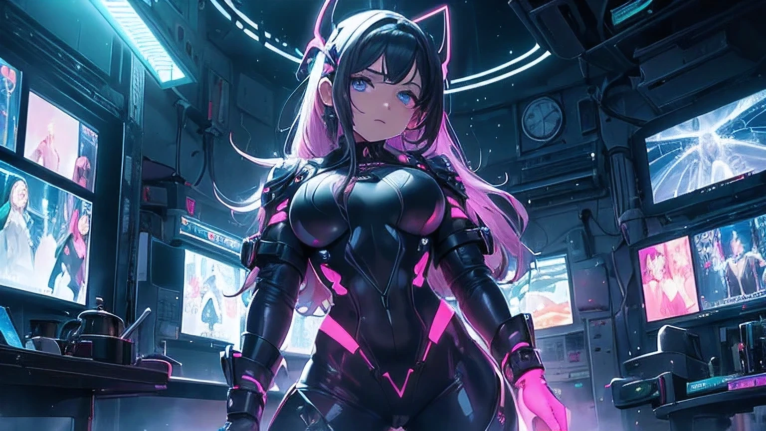 [objeto Objeto], (rasgos faciales detallados:1.3),1mujer, Hermosa mujer 、ciberpunk、nalgas grandes、arrodillarse、Electronic visor attached to the face of a 12-year-old girl with emphasis on the buttocks、Red latex body.,moda ciberpunk、pose sexy、(Usar polainas amarillas en la parte inferior del cuerpo、Agrandamiento de los senos、Neon lights in the dark city at night.,motor irreal:1.4,HD,La mejor calidad:1.4, fotorrealista:1.4, textura de la piel:1.4, obra maestra:1.8,obra maestra, mejor calidad,（Beautiful and detailed description of the eye.）posicionar el personaje utilizando la regla de los 3 tercios