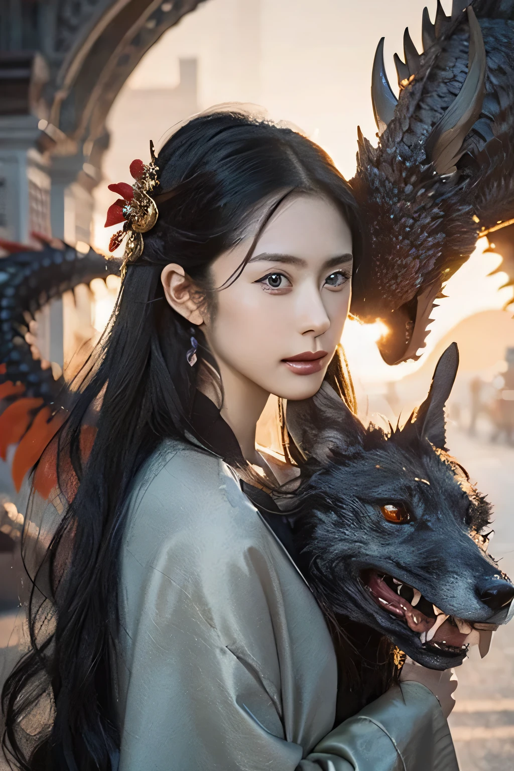 Oil, highest quality, masterpiece, Ultra-high resolution, nine tailed fox,