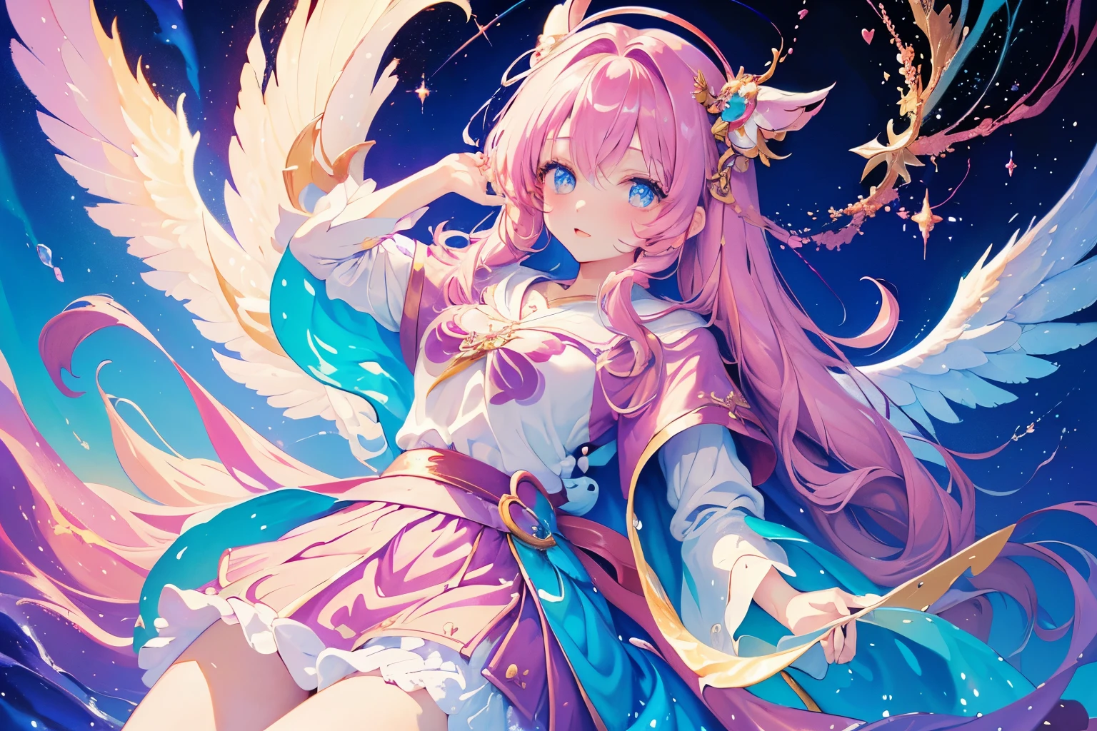 highest quality、Magical Girl、Wearing a large wizard's hat、Holding a magic book and a broom