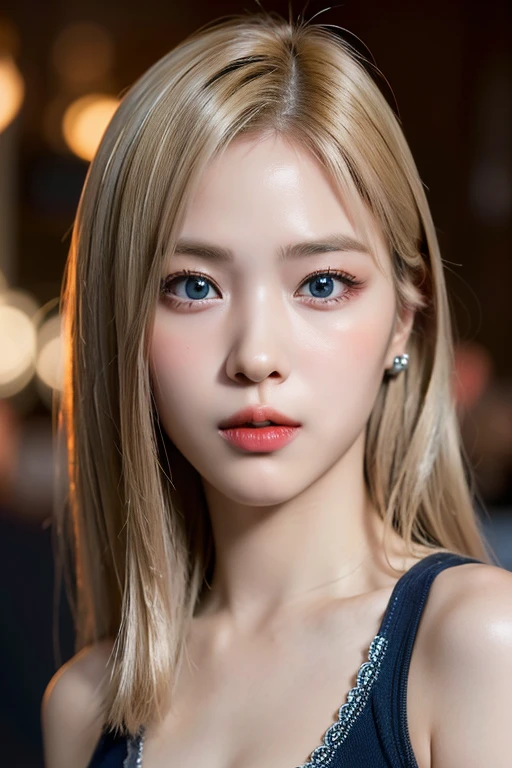 highest quality、masterpiece、超A high resolution、(Photorealistic:1.4)、RAW Photos、One girl、Blonde、blue eyes、Eyes and facial details、Cleavage Emphasis