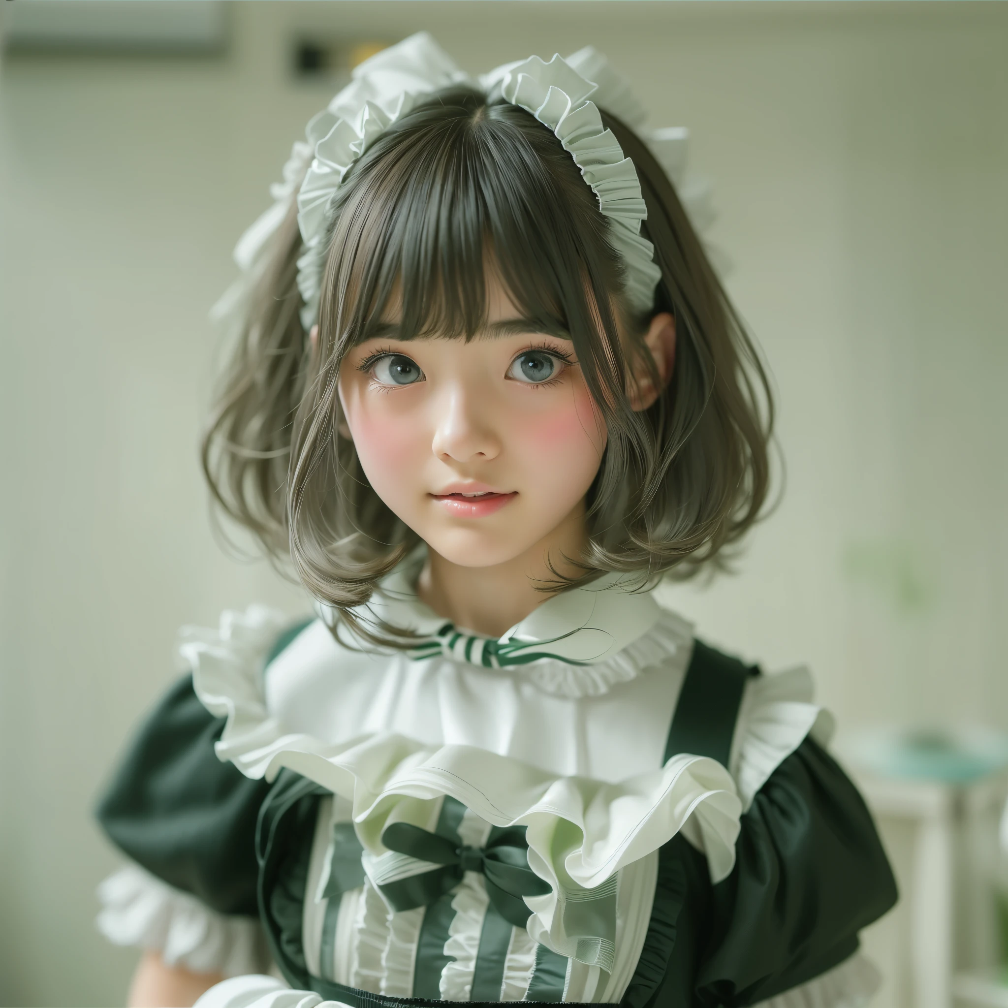 ((sfw:1.4)), ((sfw, extra short hair, sidelocks-hair, 1Girl)), Ultra High Resolution, (Realistic:1.4), RAW Photo, Best Quality, (Photorealistic), Focus, Soft Light, (()), ((Japanese)), (( (young face))), (surface), (depth of field), masterpiece, (realistic), wearing highly detailed (( maid clothes with frills and ribbon)), bangs, ((1 girl)),()